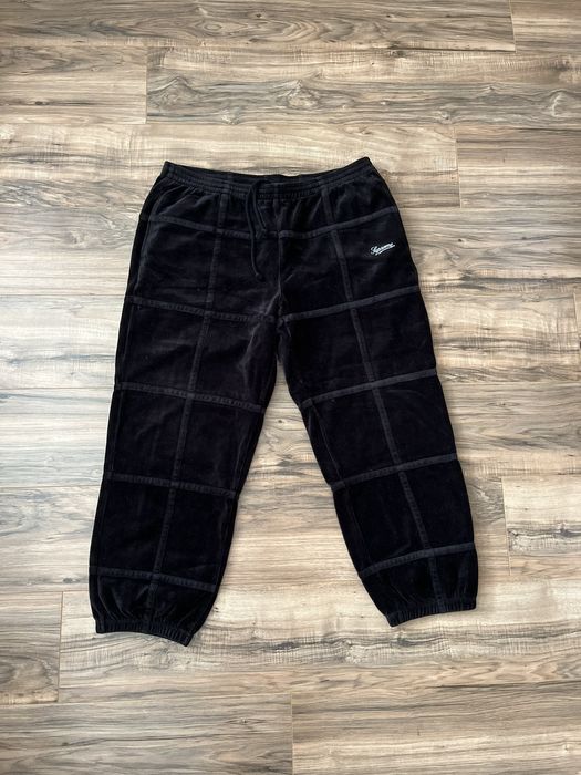 Supreme Supreme Grid Taping Velour Pant | Grailed