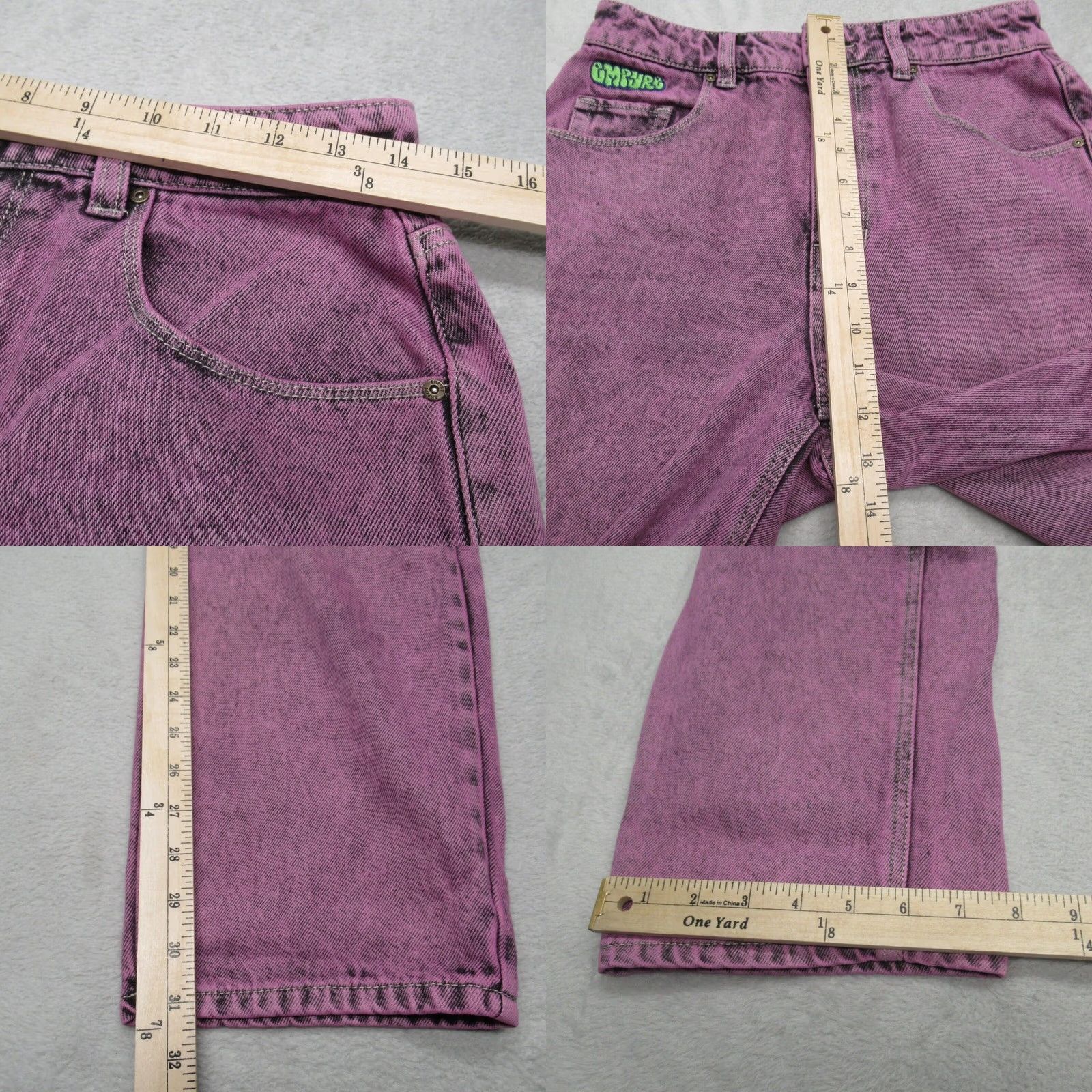 Empyre VINTAGE Empyre Jeans Womens 4 Purple Acid Wash Tori Wide Baggy Y2K Denim 28x31 Size 27" / US 4 / IT 40 - 9 Thumbnail