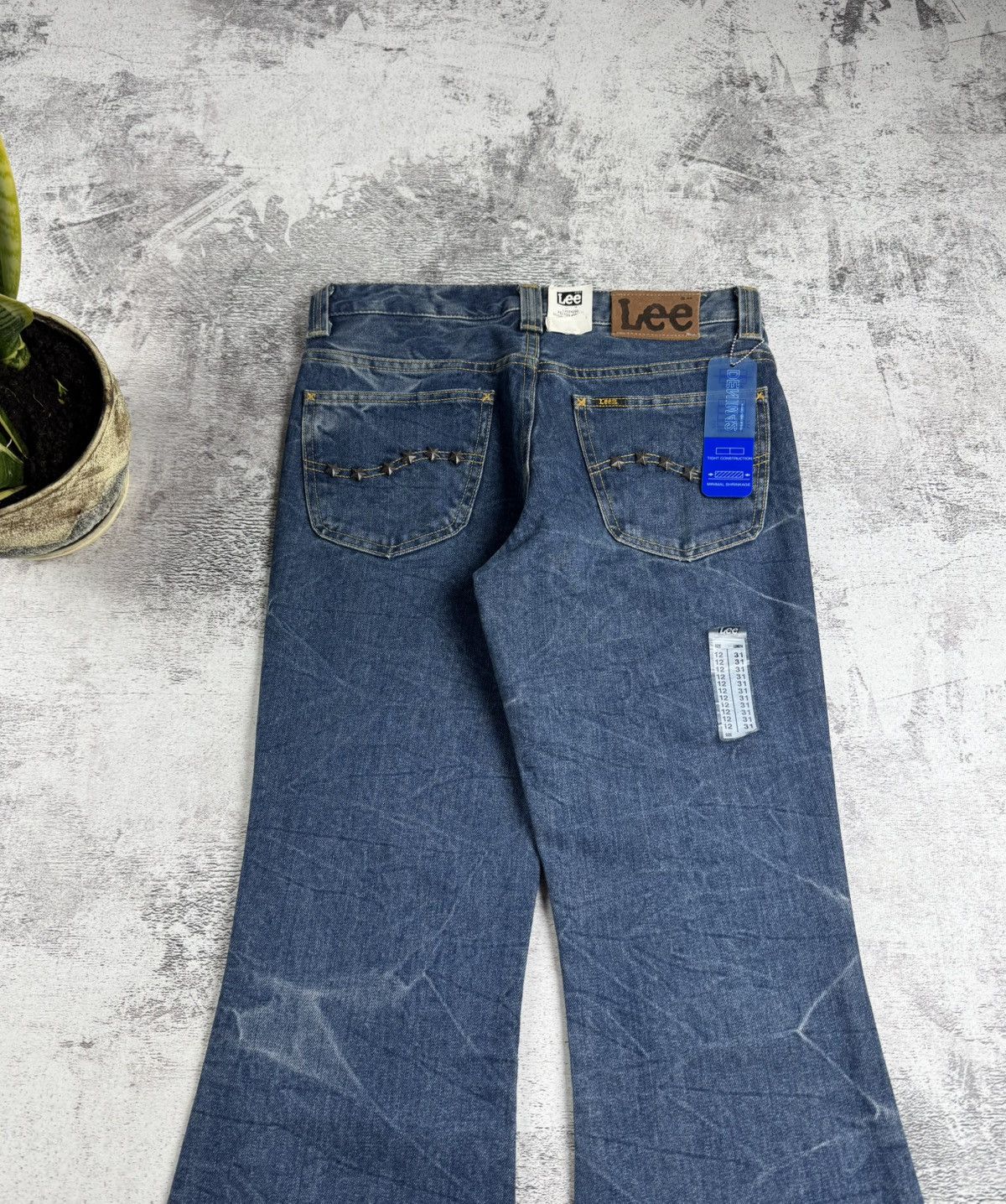 Lee Lee Felton Icon Wrinkles NEW Flare Washed Y2K Faded 12 Size Denim Jeans Trousers Size 32" / US 10 / IT 46 - 6 Thumbnail