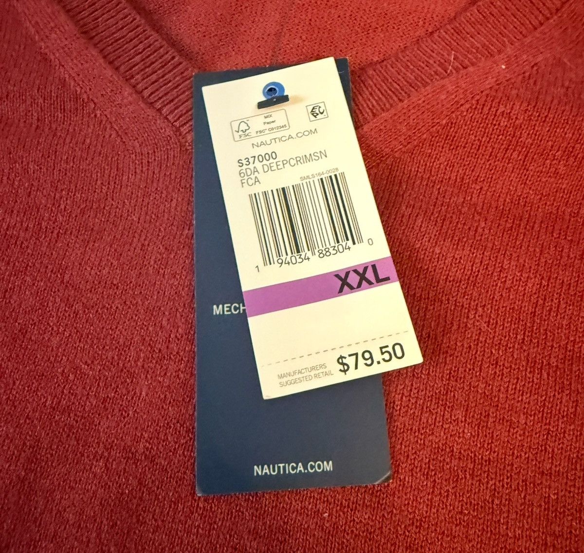 Nautica Nautica Men's Navtech Red V-Neck LS Sweater 2XL XXL NWT Size US XXL / EU 58 / 5 - 4 Thumbnail