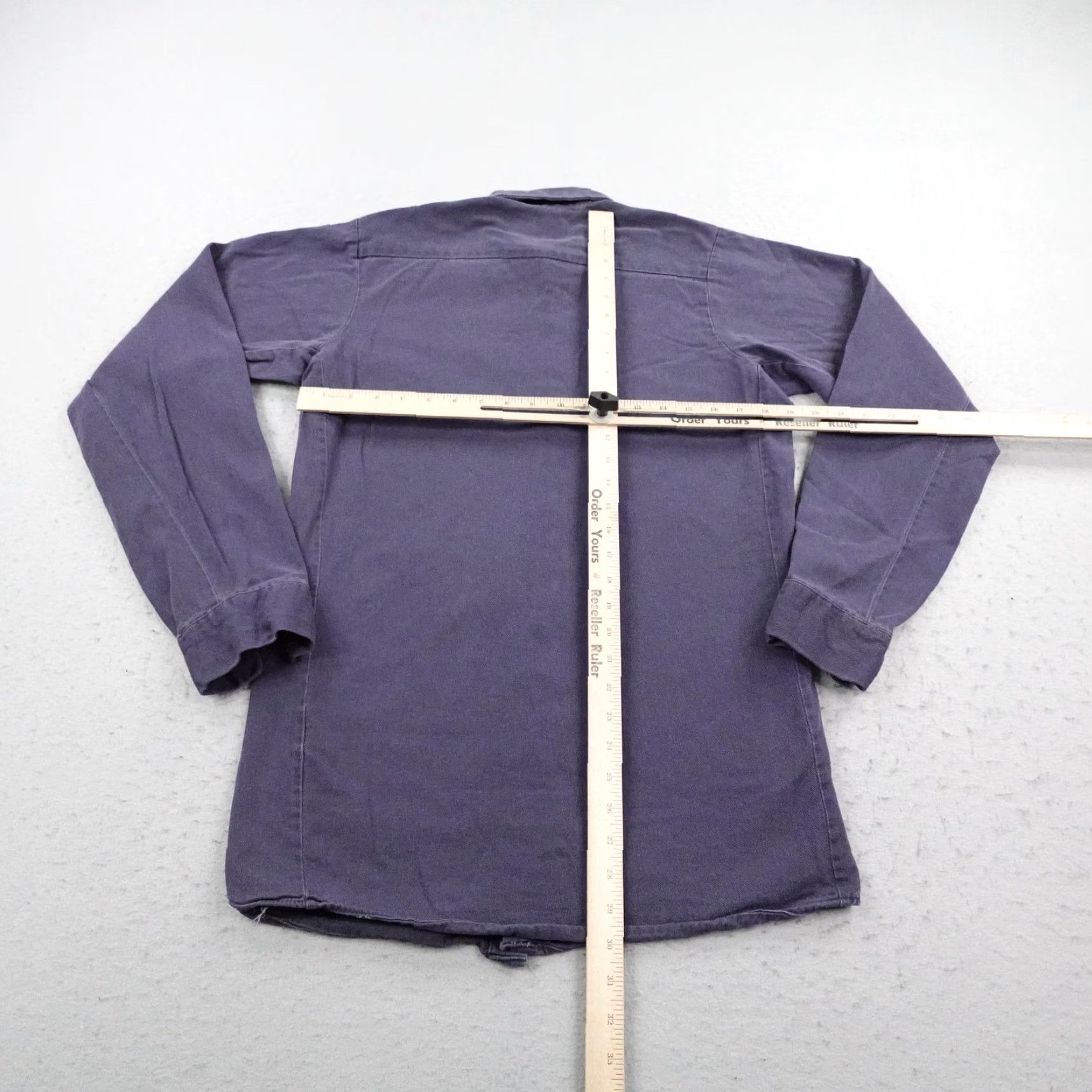 Vintage Bulwark Shirt Mens Small Blue FR CAT2 Work Flame Resistant Mechanic Utility Snap Shirt Size US S / EU 44-46 / 1 - 5 Thumbnail