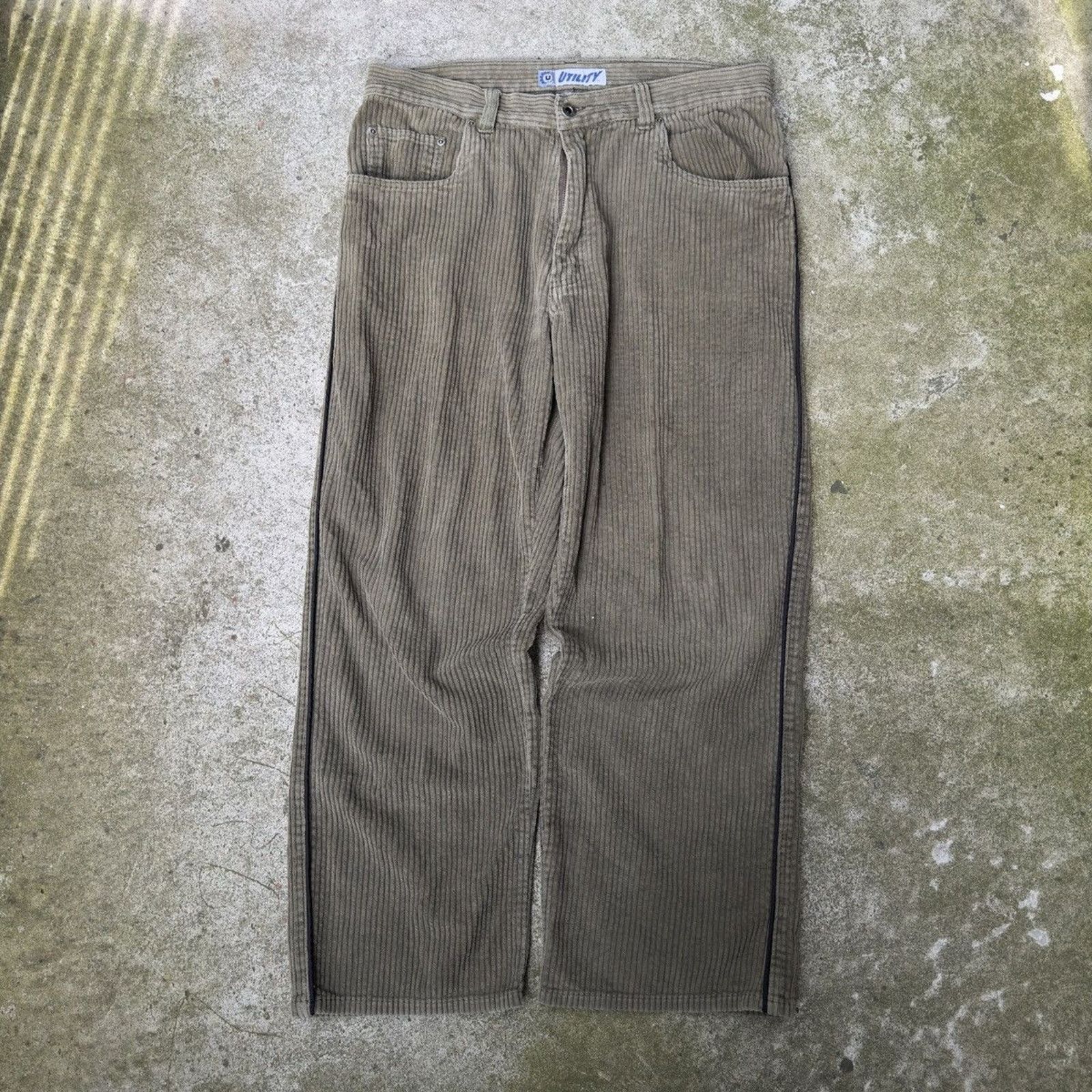 Vintage Y2K Utility Baggy Wide Leg Corduroy Pants ERD Grunge Skater Size US 34 / EU 50 - 8 Thumbnail