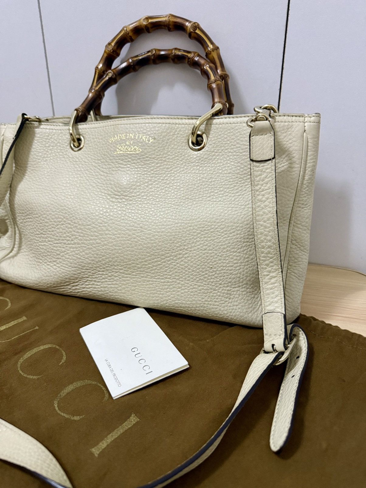 Gucci Gucci Bamboo Shopper Pebbled Leather 2 way Small Size ONE SIZE - 3 Thumbnail