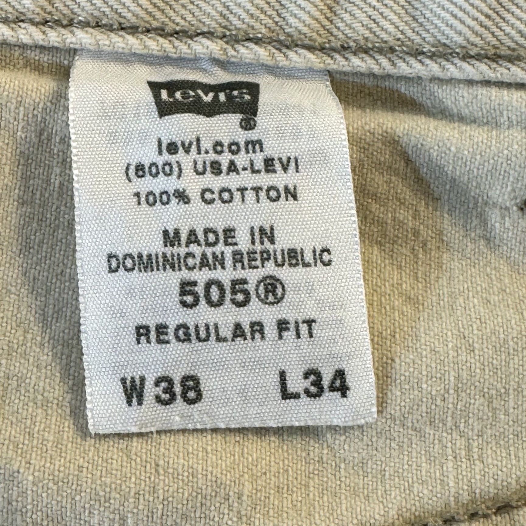 Levi's Levis 505 Jeans Mens 38x34 Beige Regular Fit Straight Leg Denim Pants Cotton Zip Size US 38 / EU 54 - 5 Thumbnail