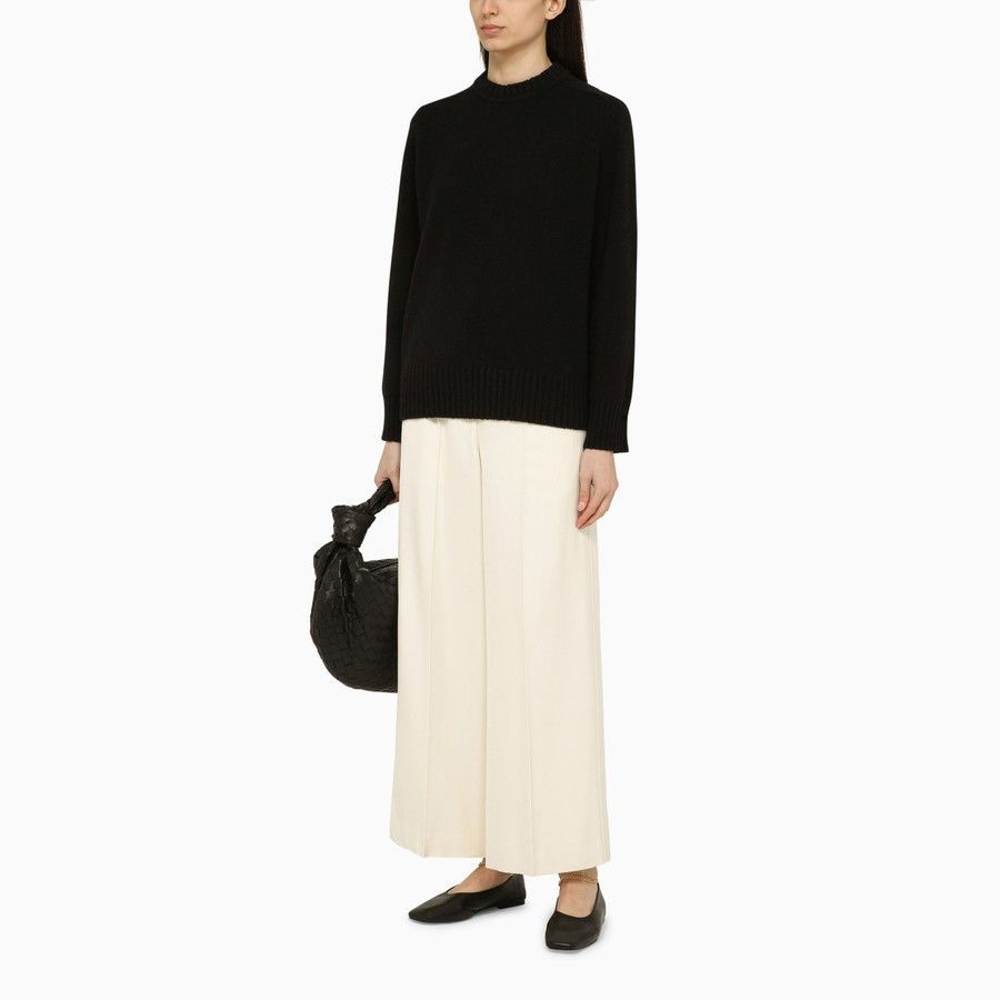 Loulou de Saison o1d2blof0824 Cotton-Blend Crew-Neck Sweater in Black Size L / US 10 / IT 46 - 2 Thumbnail