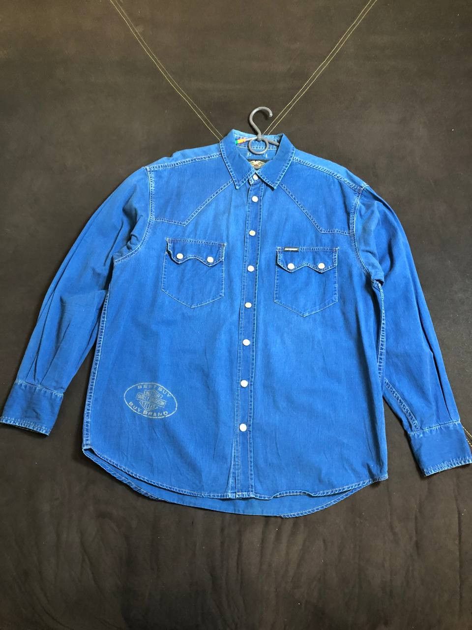 Harley Davidson Harley Davidson Men's Long Sleeve Blue Cotton Shirt Size US XL / EU 56 / 4 - 1 Thumbnail