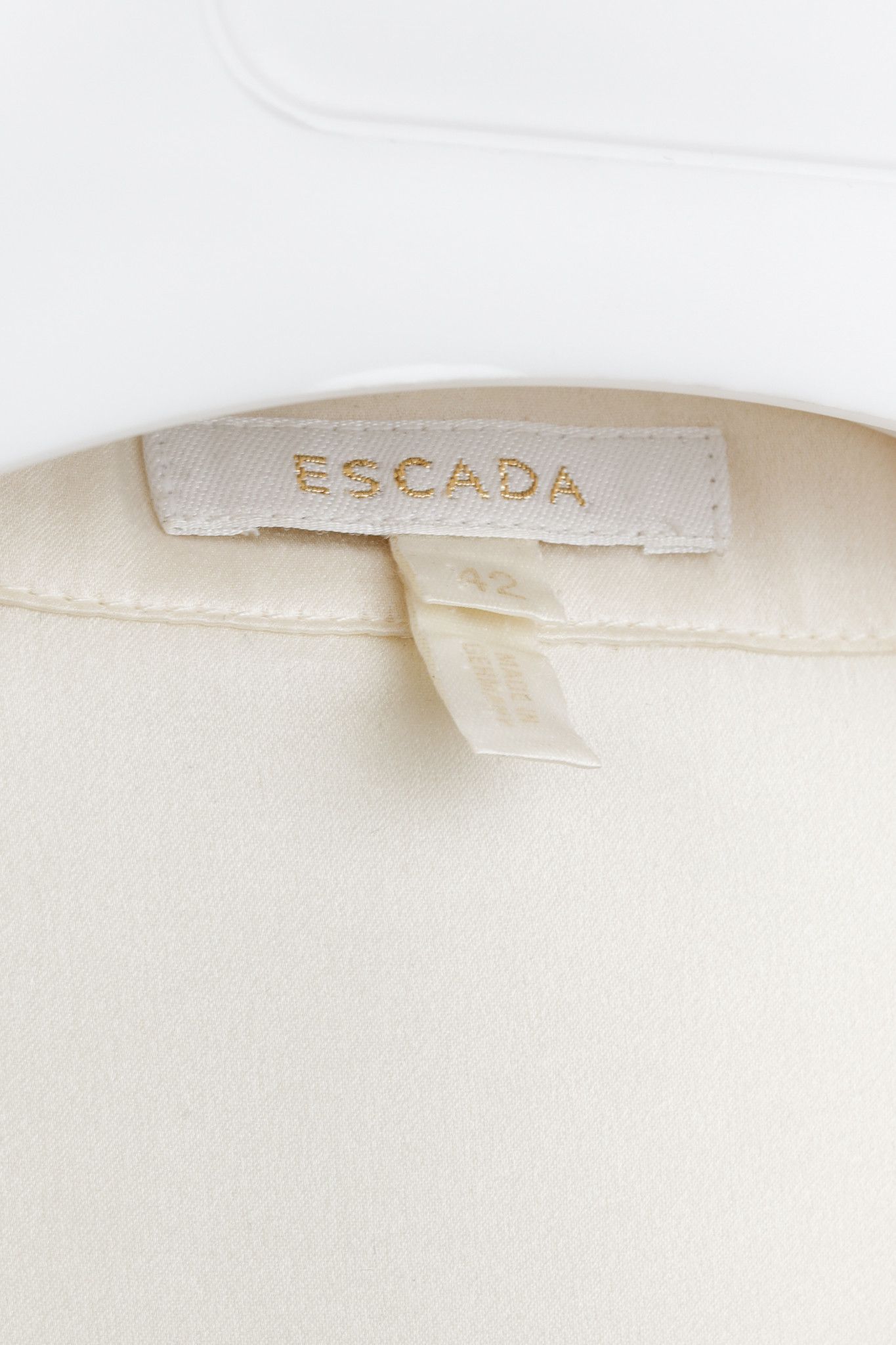Escada Escada Jewel Button Cream Silk Blouse Size L / US 10 / IT 46 - 4 Thumbnail
