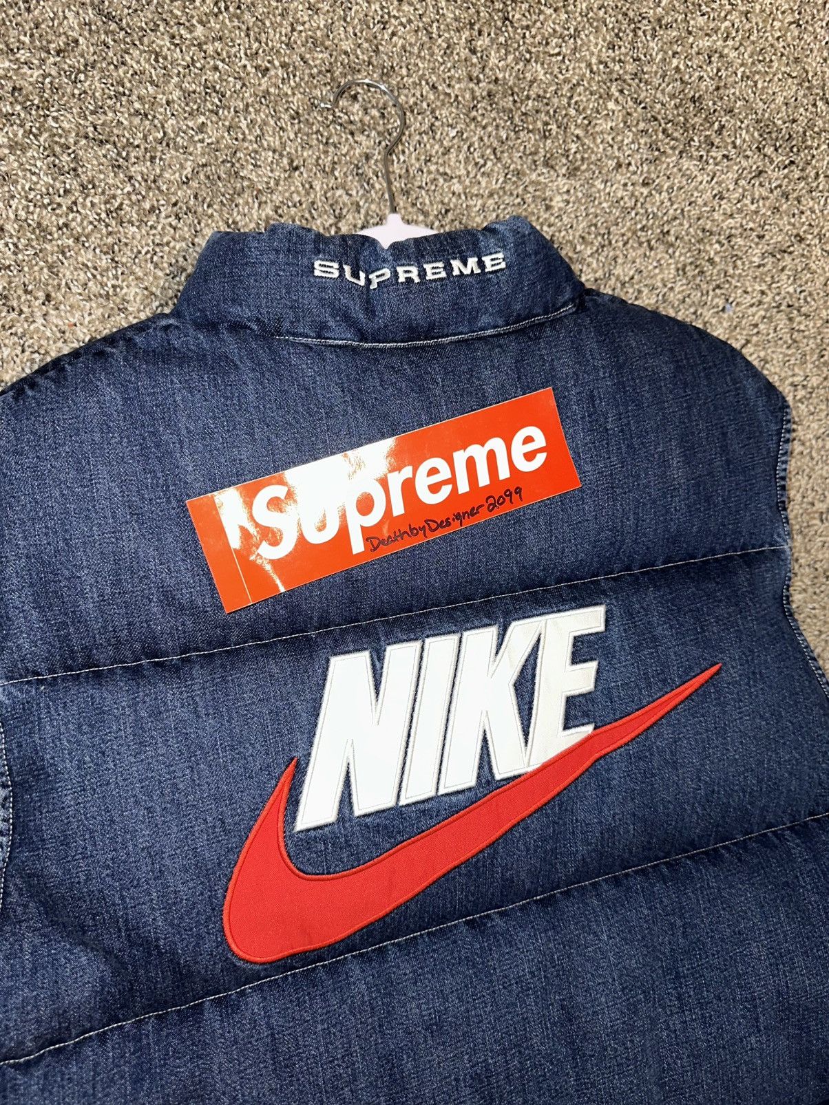 Nike × Supreme Supreme x Nike Denim Puffer Vest Size US L / EU 52-54 / 3 - 9 Thumbnail
