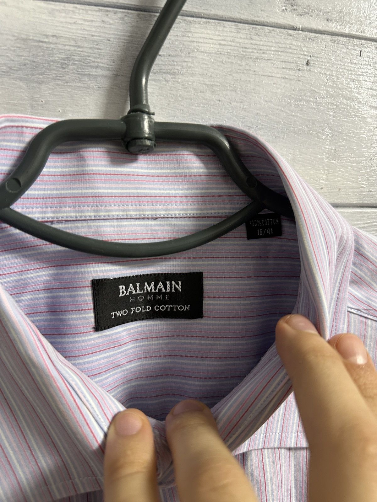 Balmain Rare Luxury Shirt Balmain Home Two Fold Cotton Vintage Size US L / EU 52-54 / 3 - 8 Thumbnail