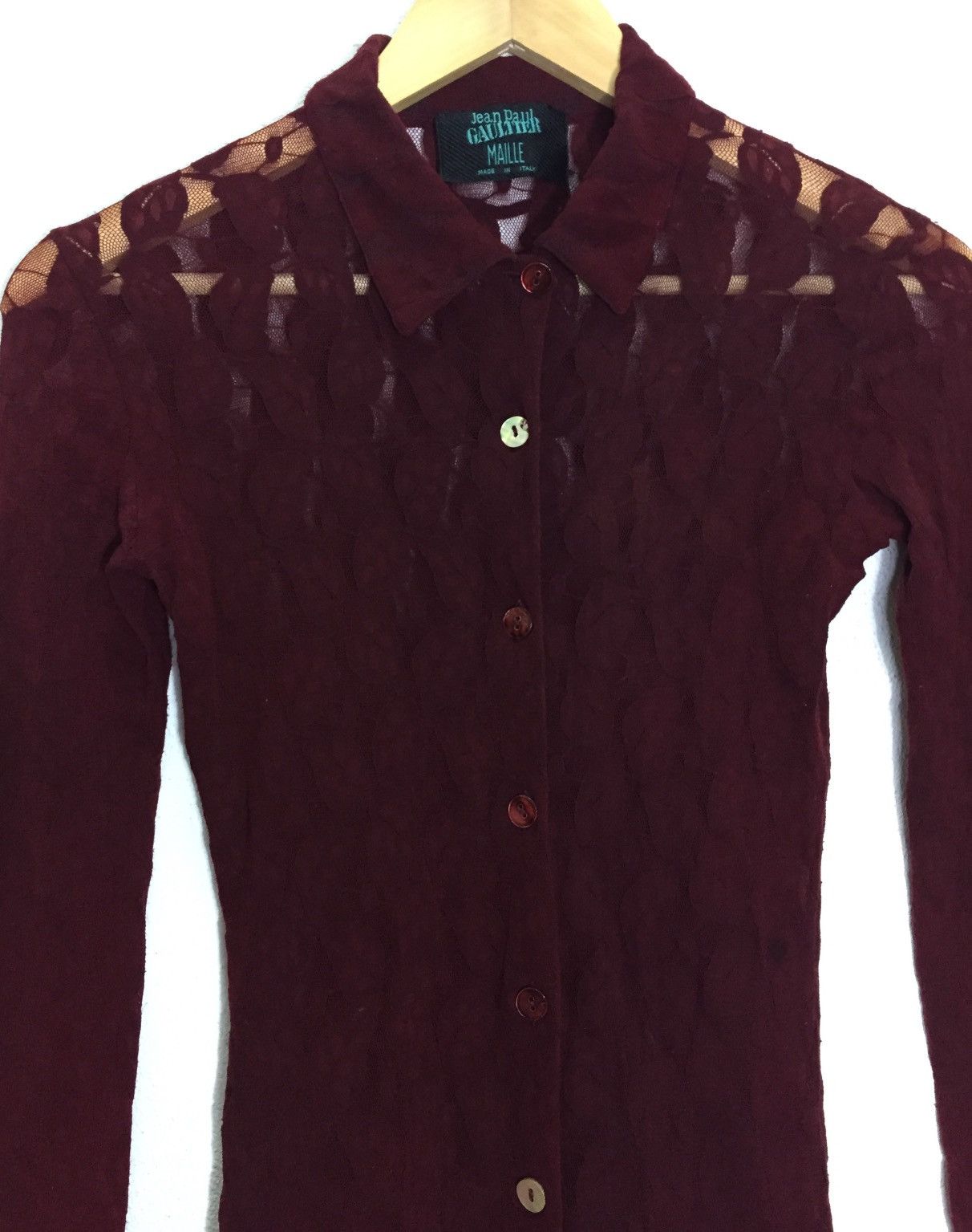Jean Paul Gaultier Vintage 90s Jean Paul Gaultier Maille Fuzzi Maroon Lace Mesh Size S / US 4 / IT 40 - 2 Thumbnail