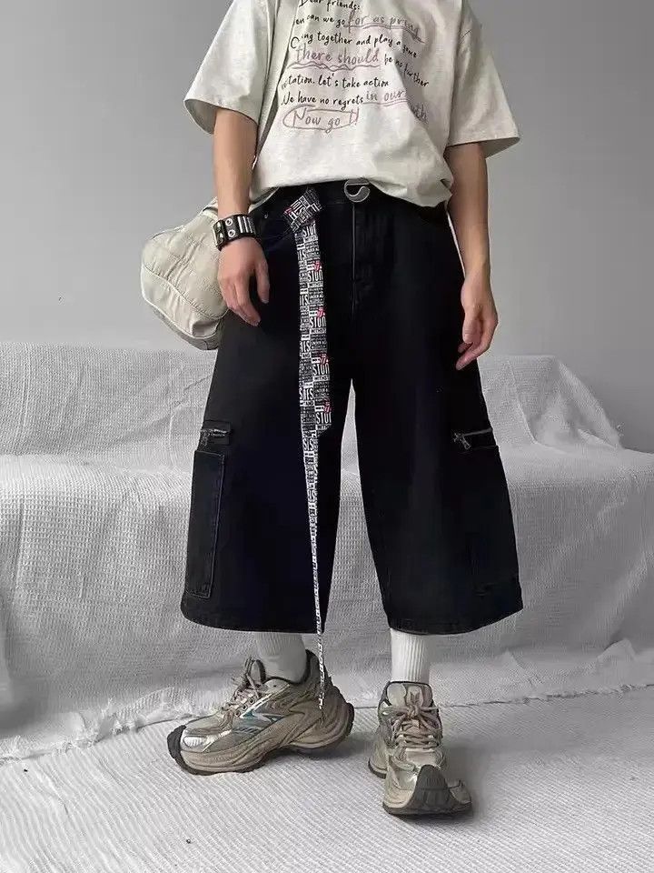 Japanese Brand Retro Washed Black Cargo Pockets Baggy Jorts Shorts Size US 30 / EU 46 - 4 Thumbnail
