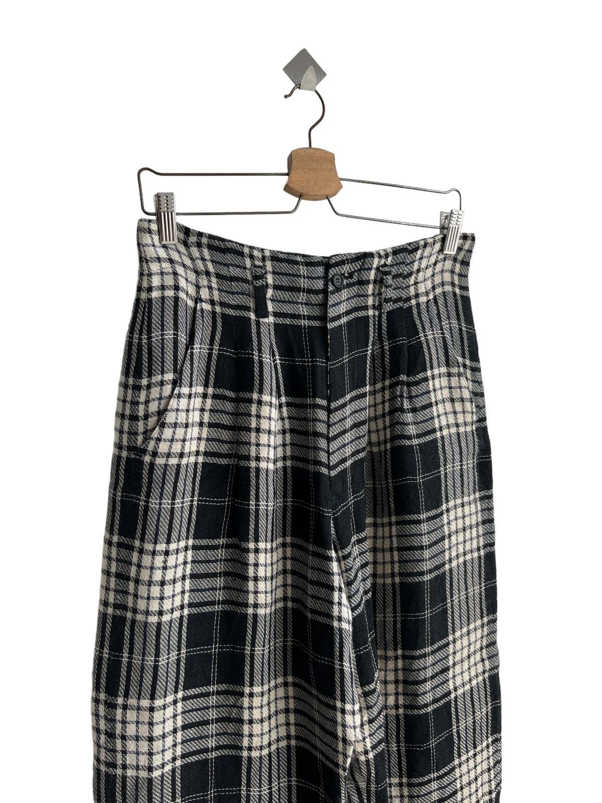 Yohji Yamamoto 1980s Yohji Yamamoto Runway Shadow Plaid Rayon Trouser Pants Size US 30 / EU 46 - 1 Thumbnail