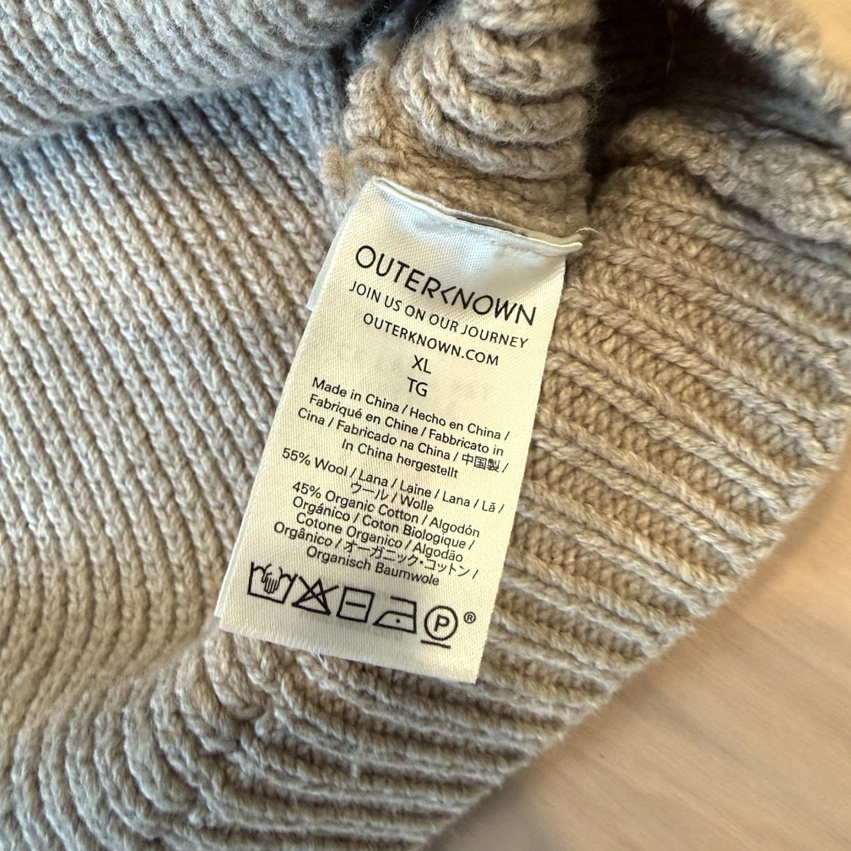 Outerknown Outerknown Eastbank Crew XL Beige Wool Blend Pullover Sweater Minimalist Winter Men Size US XL / EU 56 / 4 - 7 Thumbnail