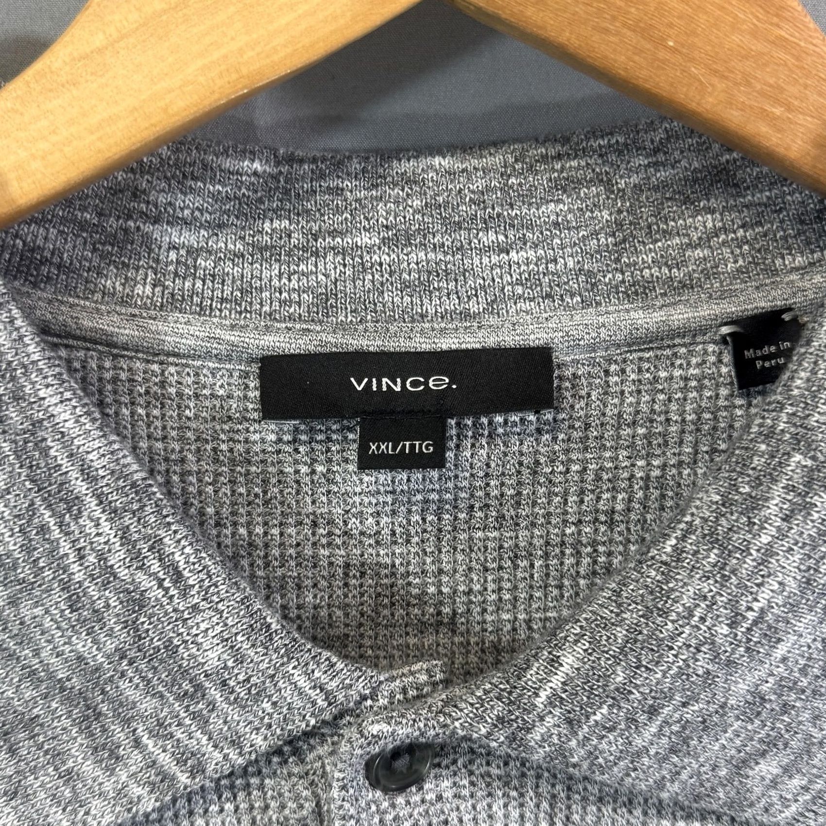 Vince Vince Sweater Mens 2XL Gray Waffle Knit Long Sleeve Polo Pullover Peru Casual Size US XXL / EU 58 / 5 - 5 Thumbnail