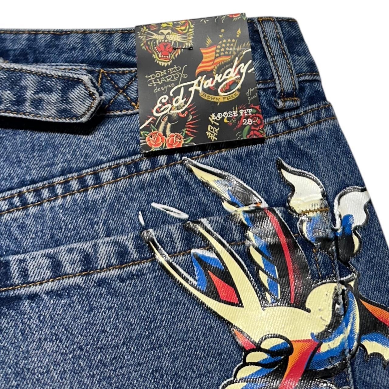 Ed Hardy × Vintage Ed Hardy Wide Leg Jeans Size 28" / US 6 / IT 42 - 3 Thumbnail