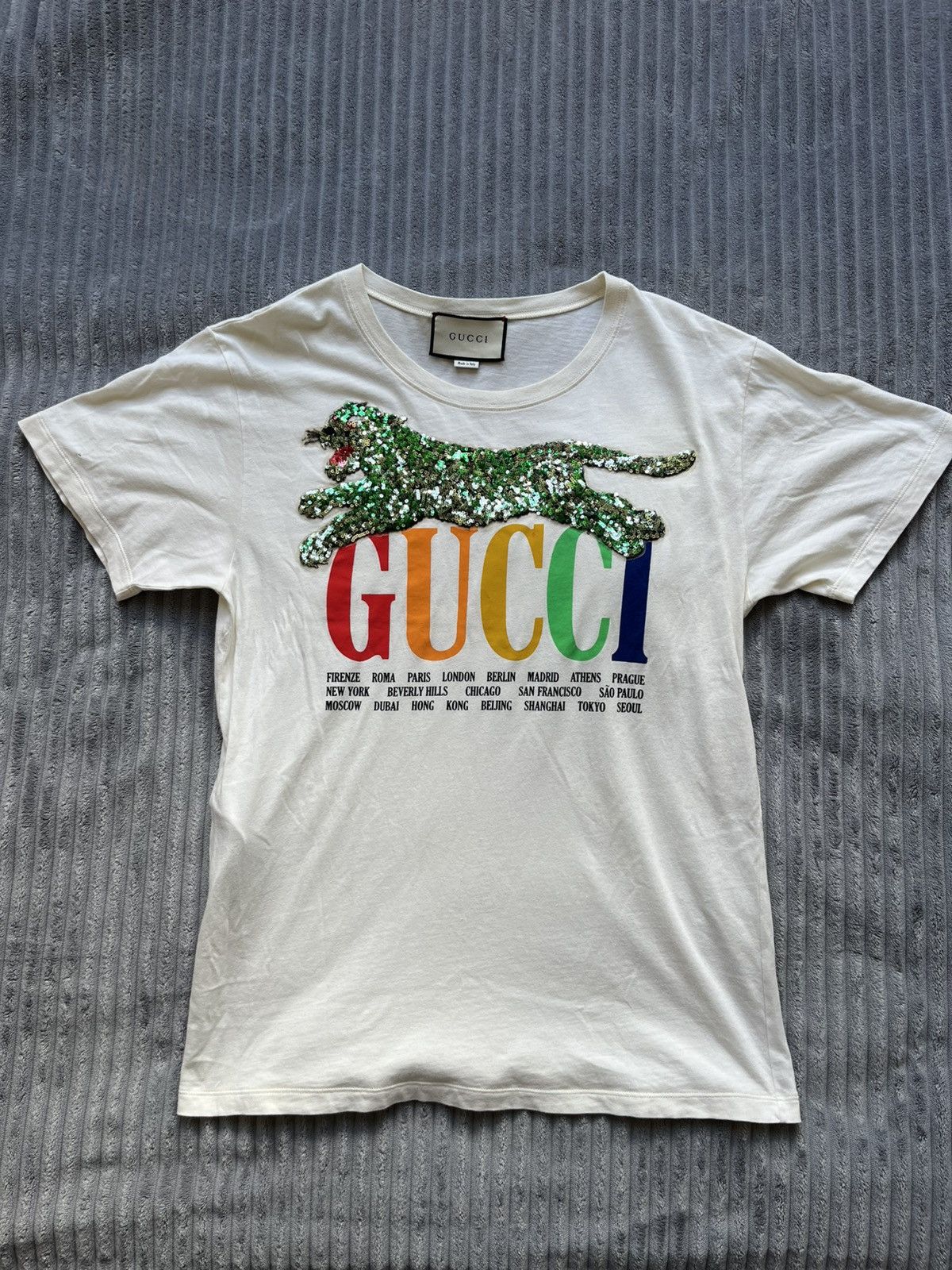 Gucci Gucci Cities Sequin Panther T-shirt Size US M / EU 48-50 / 2 - 1 Thumbnail
