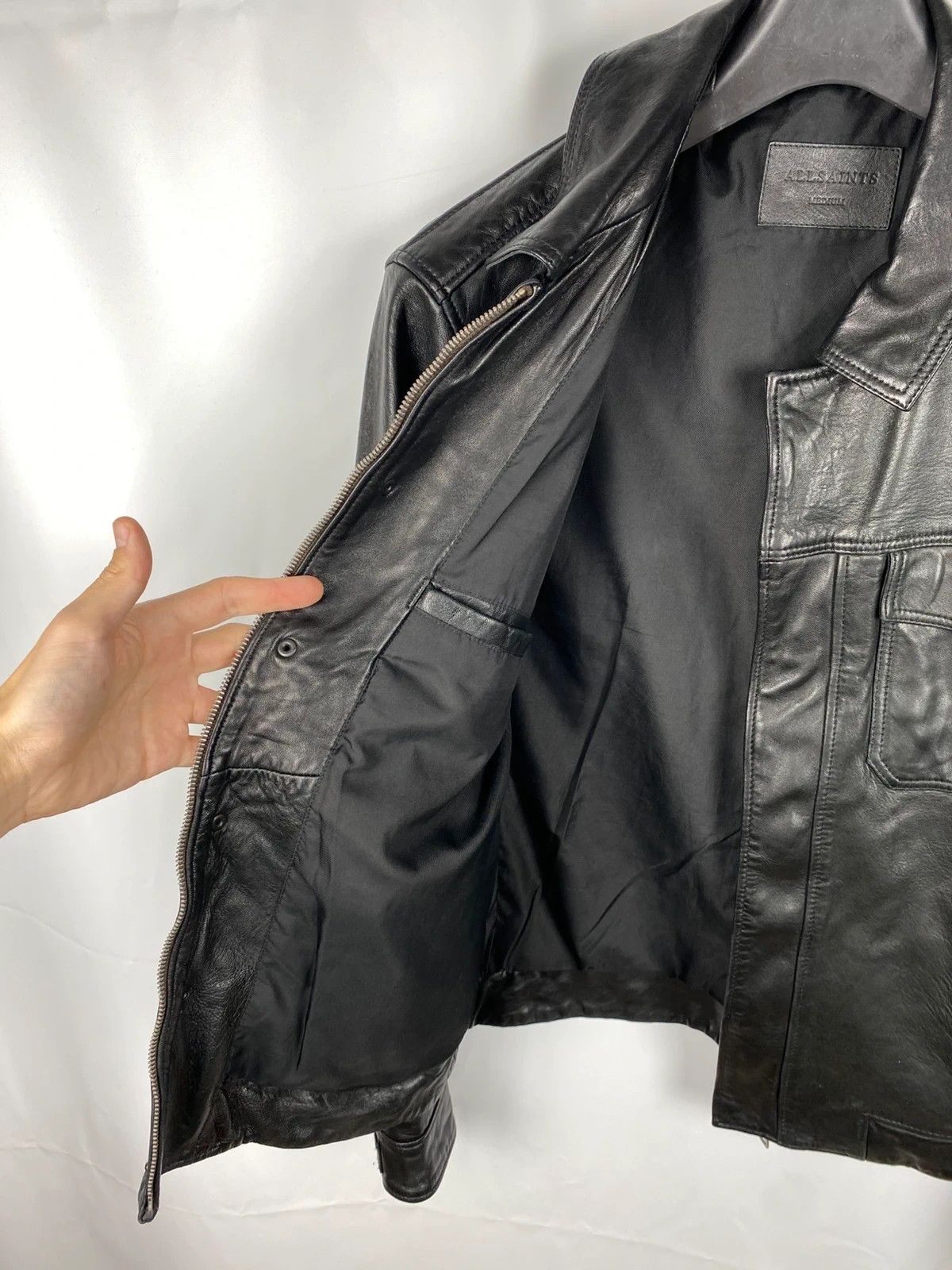 Allsaints Forum Jacket Genuine Leather Collared size M