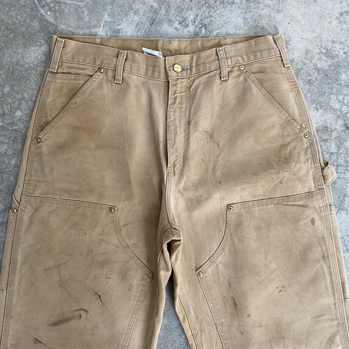 Carhartt VTG Carhartt Double Knee Faded Tan Dirty Carpenter Pants Size US 33 - 7 Thumbnail