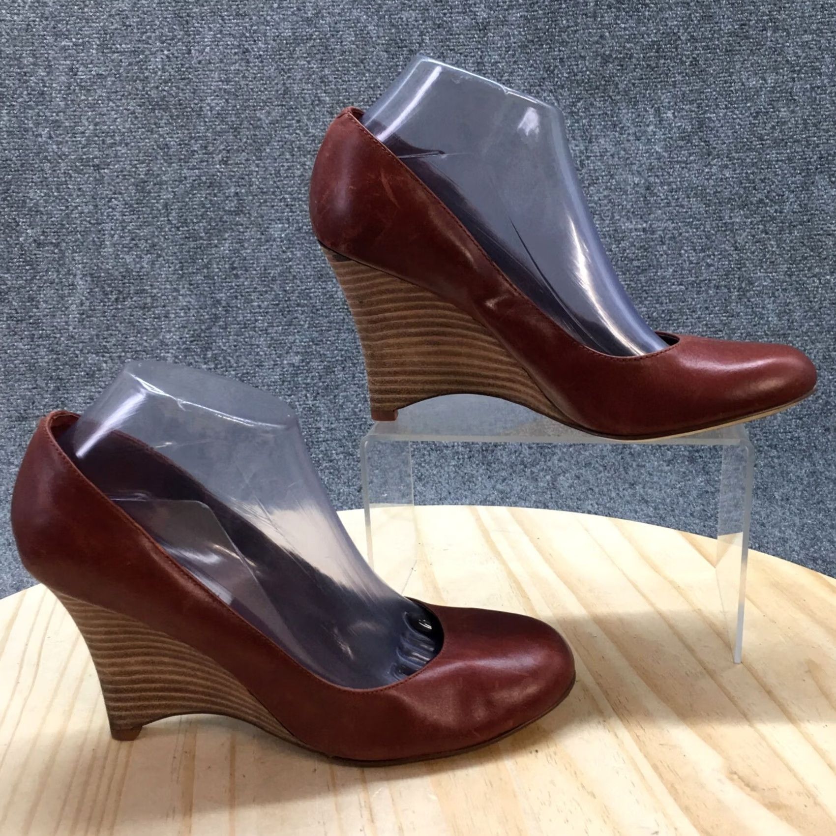 Steve Madden Steve Madden Heels Womens 8.5 M Sorge Pump Wedge Brown Leather Round Toe Casual Shoes Size US 9 / IT 39 - 2 Thumbnail