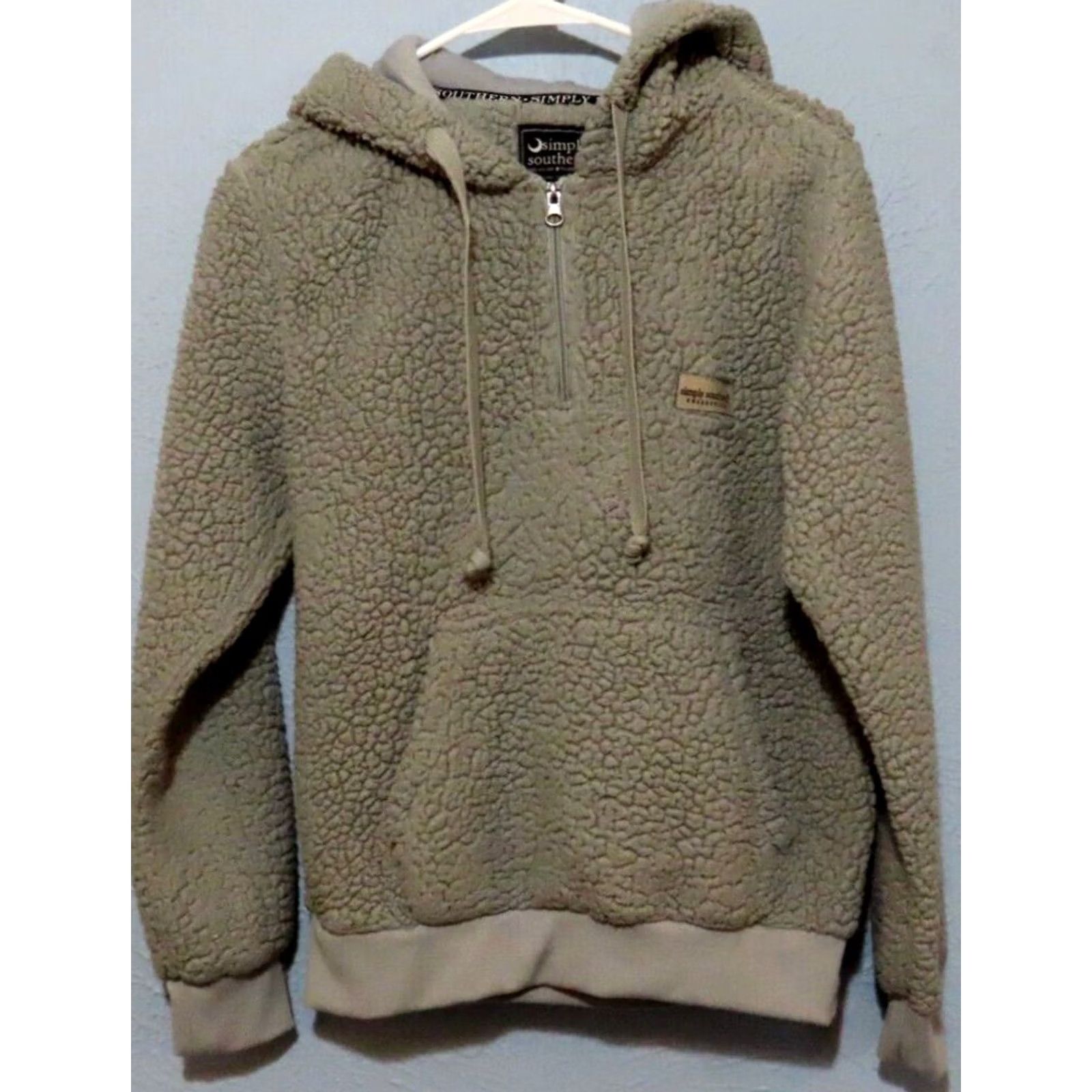 Vintage Simply Southern Women's Hoodie 1/4 Zip Pullover Gray M Sherpa Regular Fleece Activewear Shirt Size M / US 6-8 / IT 42-44 - 2 Thumbnail