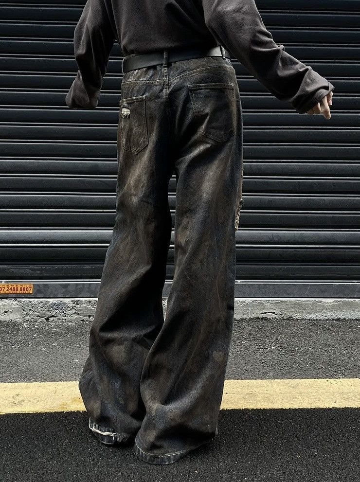 Japanese Brand × Jean Avant garde fashion distressed dirty skater jeans Size US 33 - 3 Thumbnail