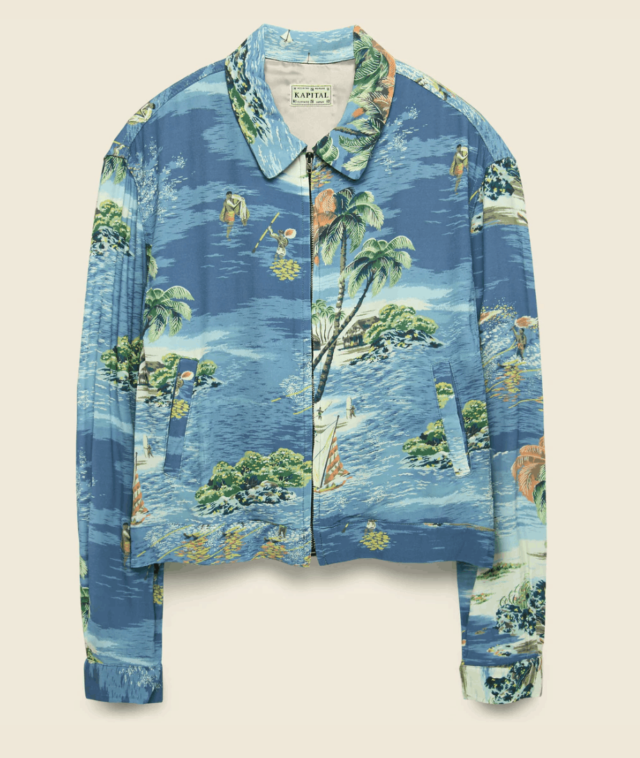Kapital Kountry KAPITAL KOUNTRY KAMEHAMEHA RAYON DRIZZLER JACKET - BLUE Size S / US 4 / IT 40 - 1 Thumbnail