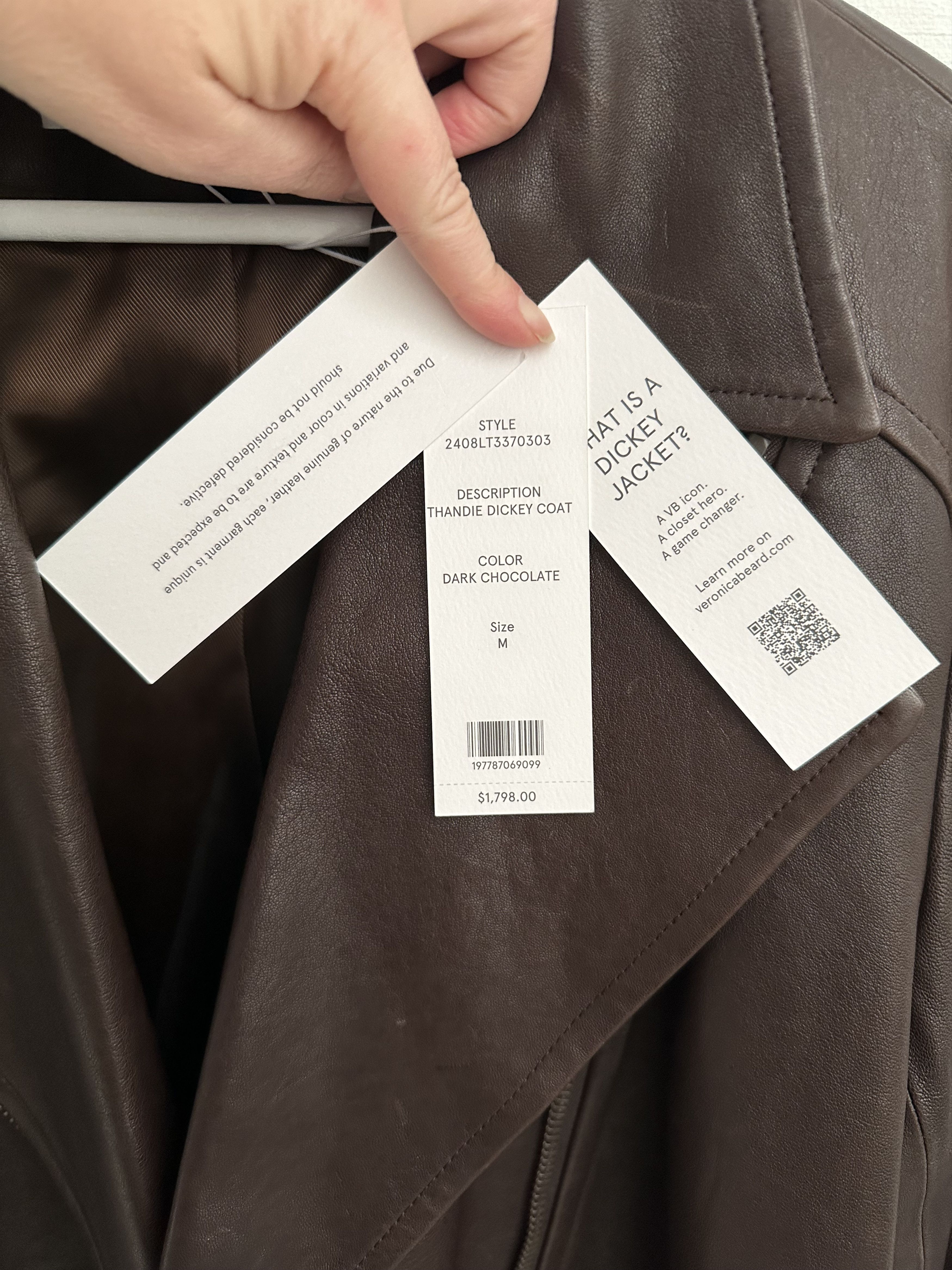 Veronica Beard Thandie Dickey Coat, Dark Chocolate Leather Jacket Size M / US 6-8 / IT 42-44 - 4 Thumbnail