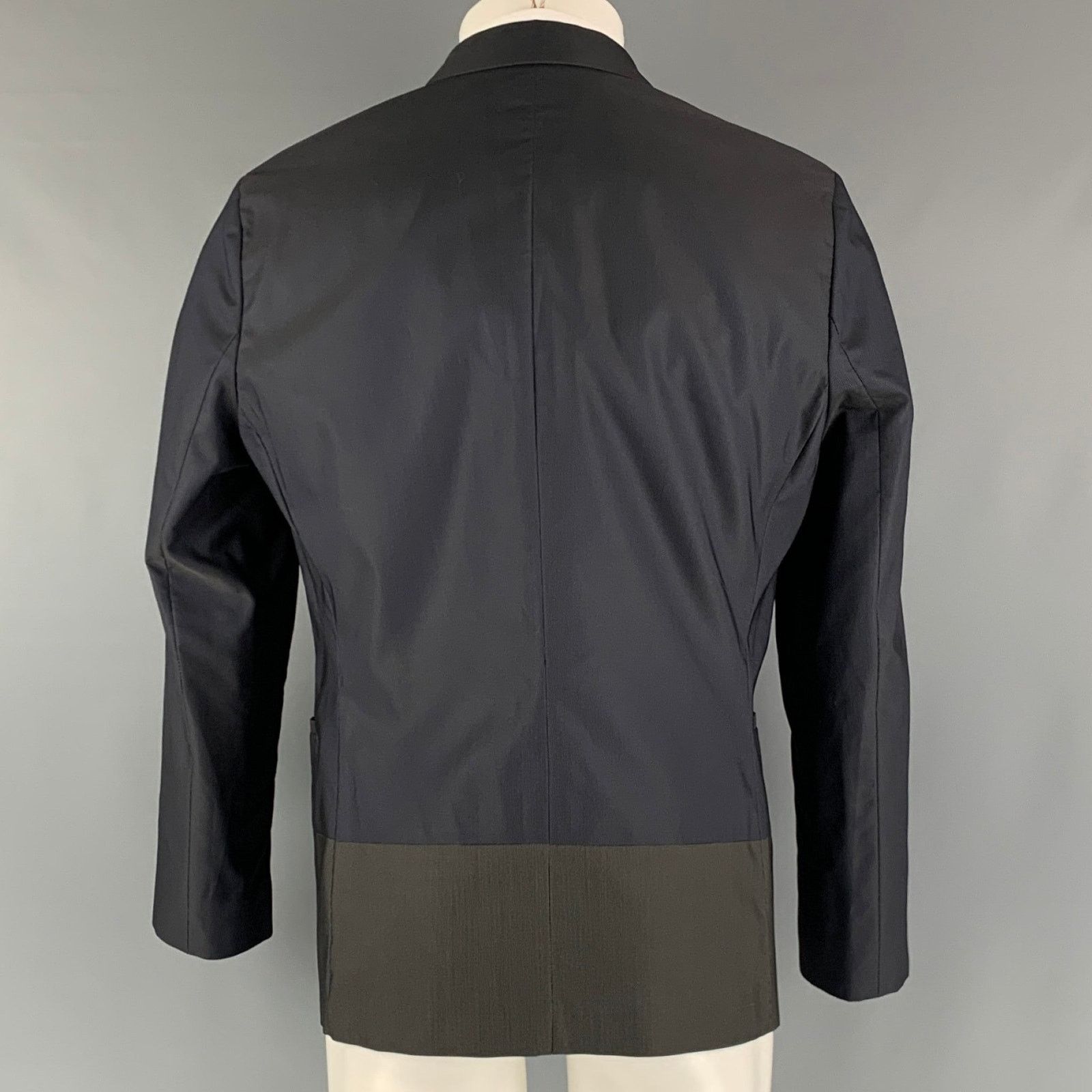 Emporio Armani Size 38 Navy Olive Color Block Polyester Blend Sport Coat Size 38R - 3 Thumbnail