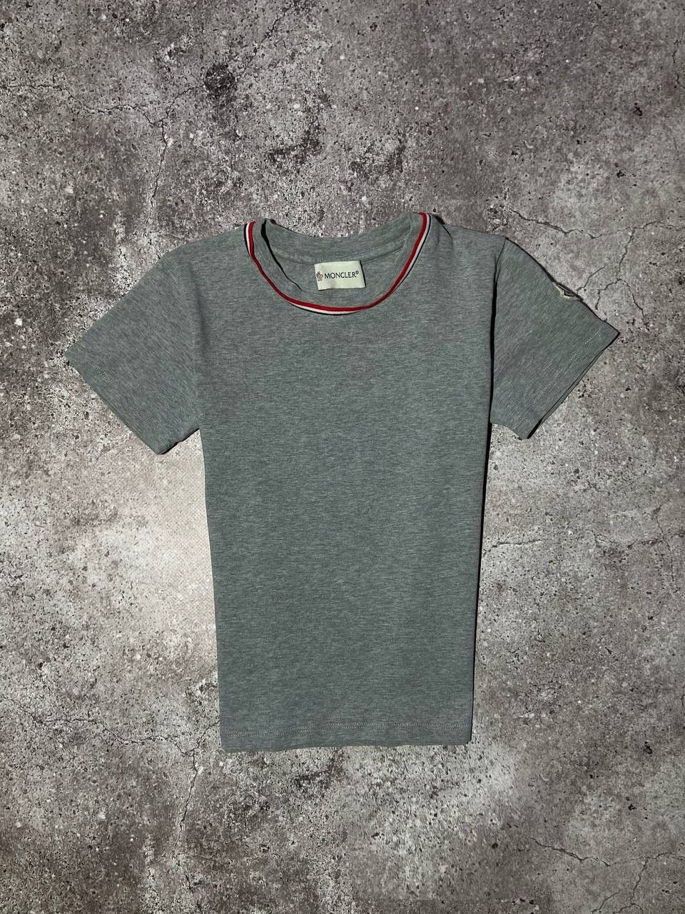 Moncler Moncler Kids Grey Melange T-Shirt with Tricolor Trim 4/104 Size US XXS / EU 40 - 1 Thumbnail