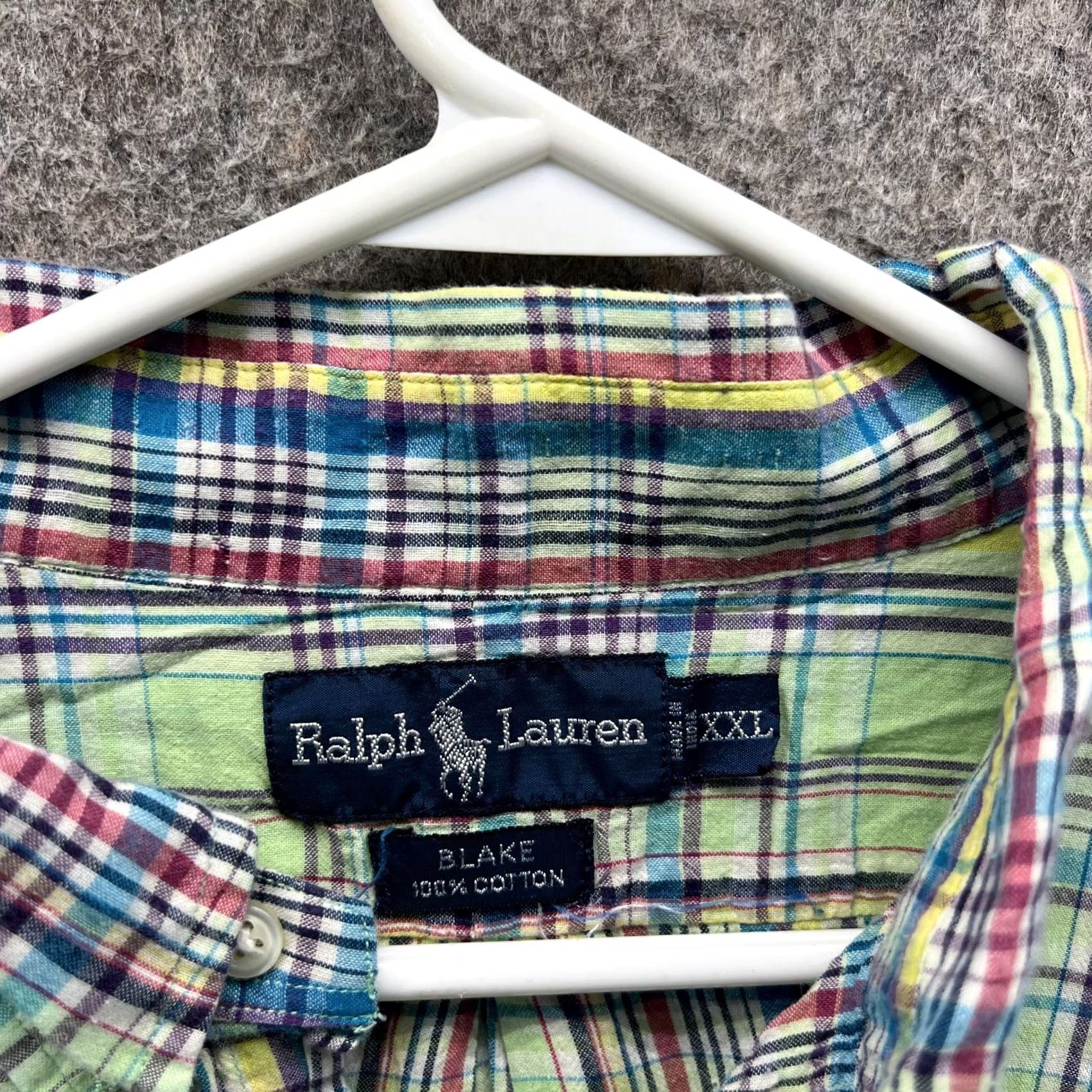 Ralph Lauren VINTAGE Ralph Lauren Shirt Men XXL Green Blue Plaid Button-Down Casual Preppy Modern Day Size US XXL / EU 58 / 5 - 2 Thumbnail