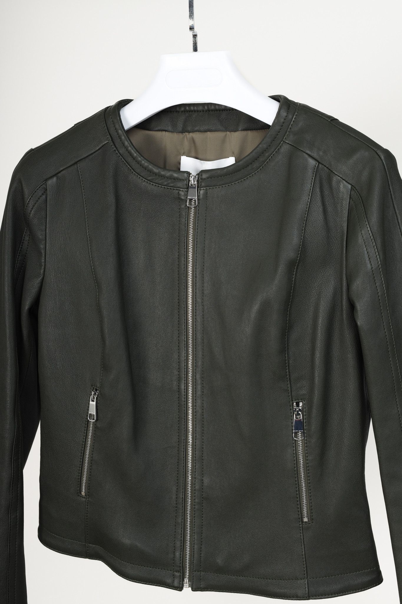 Hugo Boss Hugo Boss Grey Green Leather Moto Jacket Size M / US 6-8 / IT 42-44 - 3 Thumbnail