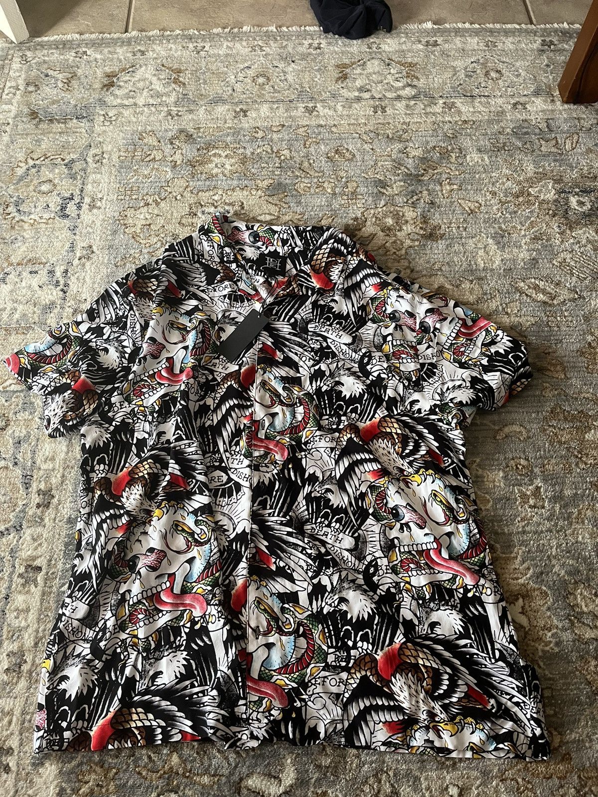 Ed Hardy Men's Button Down All Over Print Lightweight Shirt XXL Size US XXL / EU 58 / 5 - 1 Thumbnail