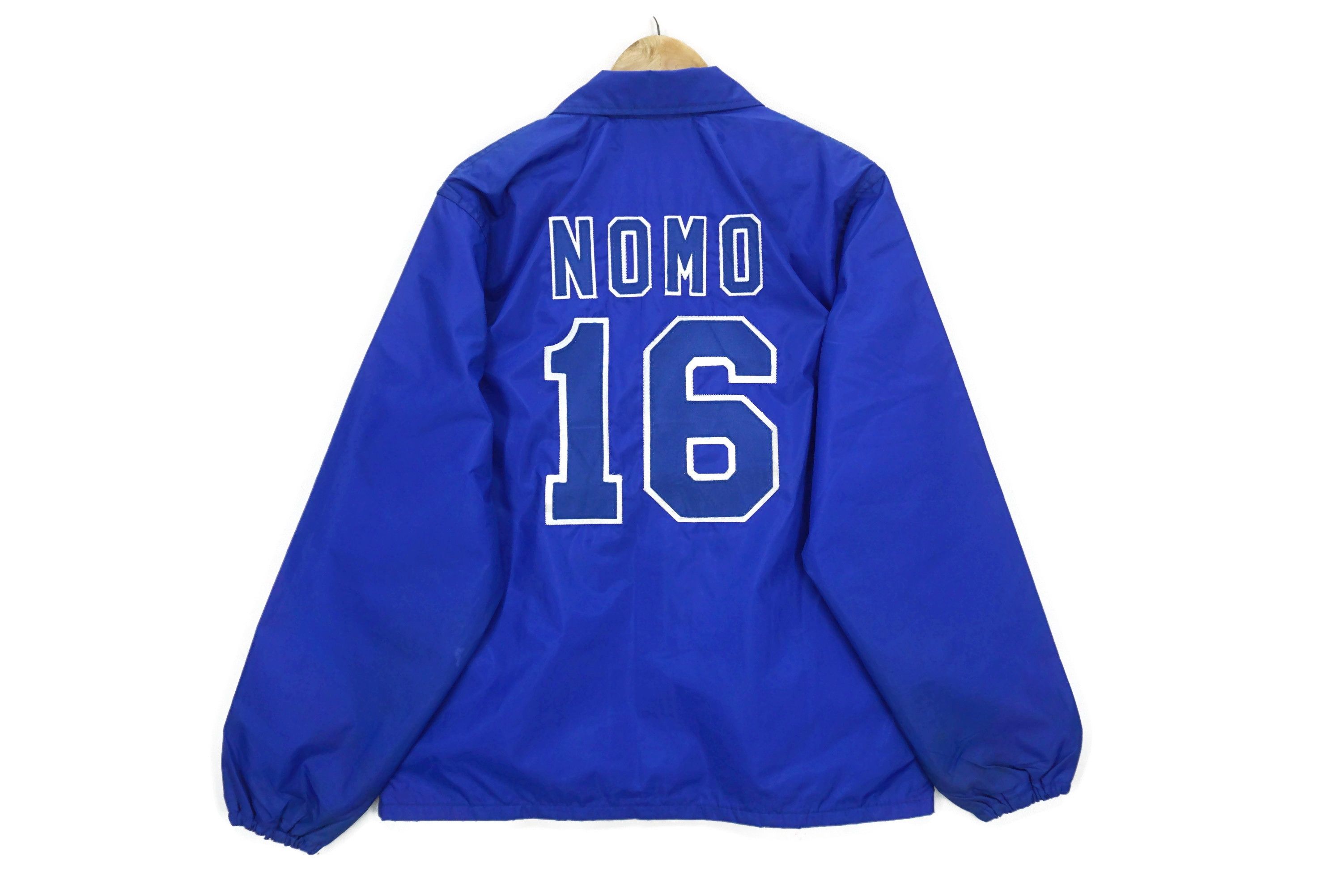 image of Made In USA x Mlb Dodgers Windbreaker Hideo Nomo Mlb Snap Front Coach Jacket in Blue (Size Medium)