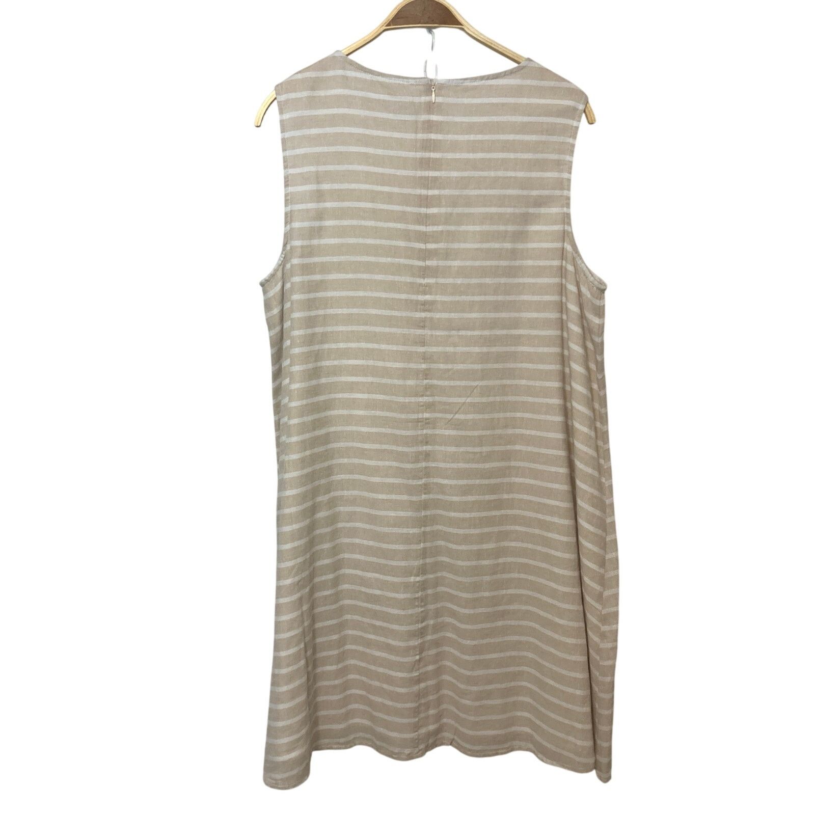 Other NWT BeachLunchLounge Linen Blend Tan White Stripes Dress Size L / US 10 / IT 46 - 2 Thumbnail