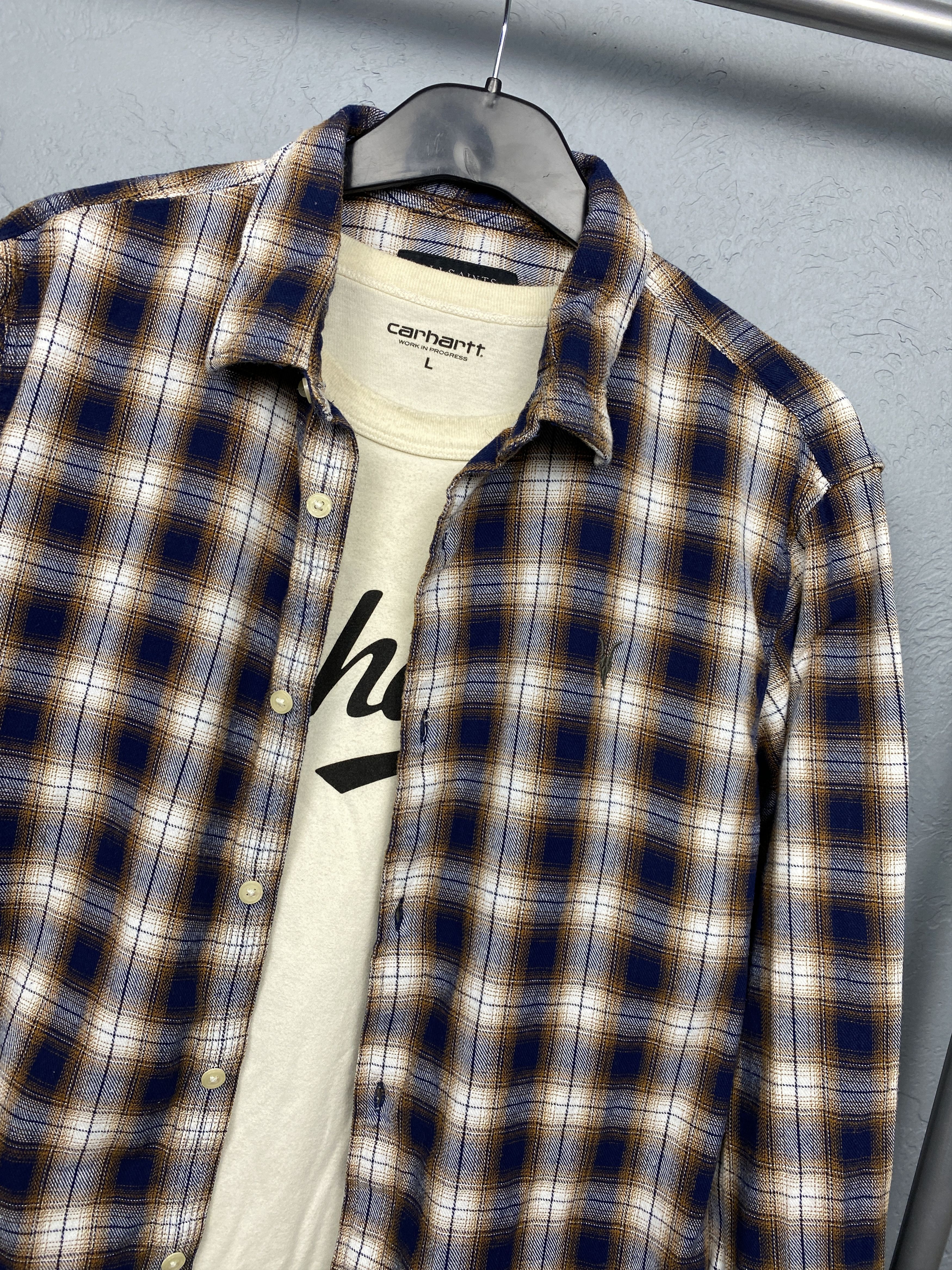 Allsaints Allsaints Amber LS Mens Flannel Plaid Shirt Y2K Size US M / EU 48-50 / 2 - 2 Thumbnail