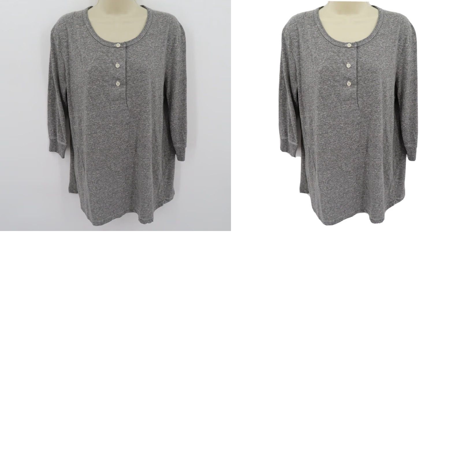 THE GREAT The Great Womens 0 Heathered Gray Henley Shirt 3/4 Sleeves Buttons Cotton Blend Shirt Womens 0 Gray Henley Button Blouse Size XS / US 0-2 / IT 36-38 - 8 Thumbnail