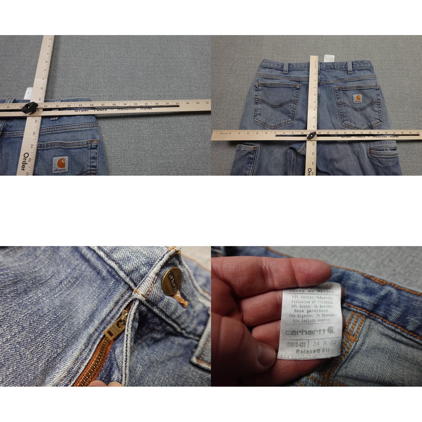 Carhartt Carhartt Jeans Mens 34x32 Blue Light Wash 5-Pocket Denim Straight Stretch Work Shirt? Size US 34 / EU 50 - 8 Thumbnail