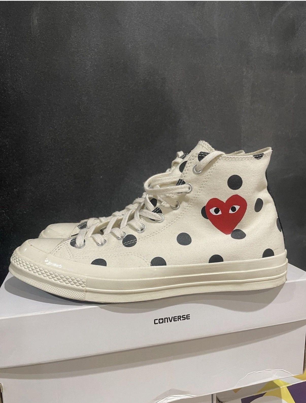 Converse Converse Comme des Garcons High Top White Polka Dot Size 11 Size US 11 / EU 44 - 1 Thumbnail