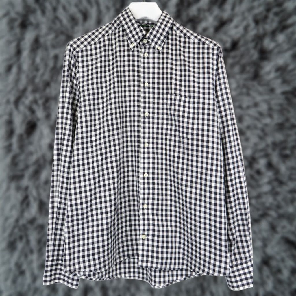Eton ETON Shirt Men's LARGE Black/White Checked Pocket Button-Down Slim Linen Blend Size US L / EU 52-54 / 3 - 1 Thumbnail