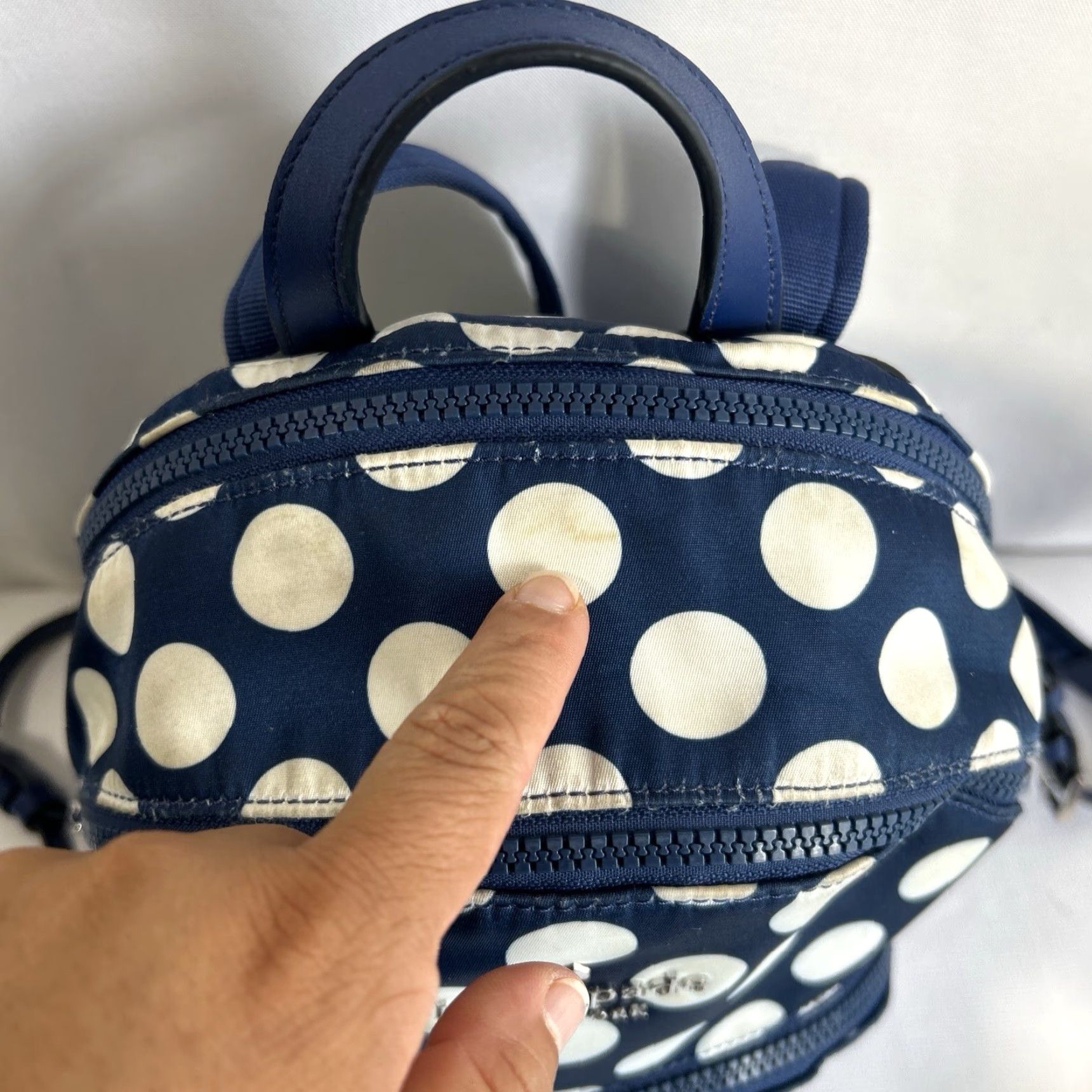 Vintage Kate Spade Karissa Nylon Seaside Small Backpack Blue With Wallet Polka Dot Backpack Women Small Blue Wallet Included Size ONE SIZE - 3 Thumbnail