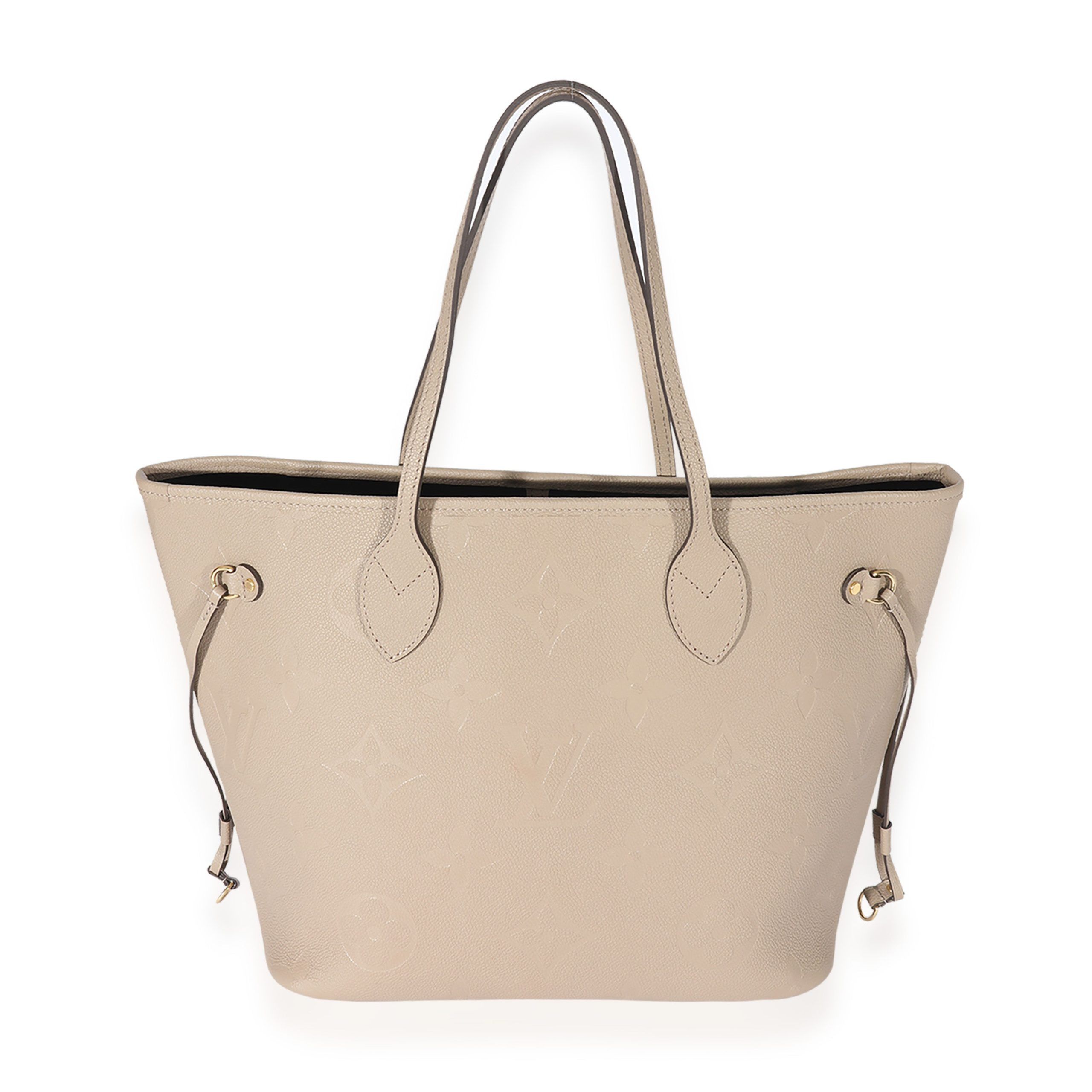 image of Louis Vuitton Tourterelle Monogram Empreinte Giant Neverfull Mm in Beige, Women's