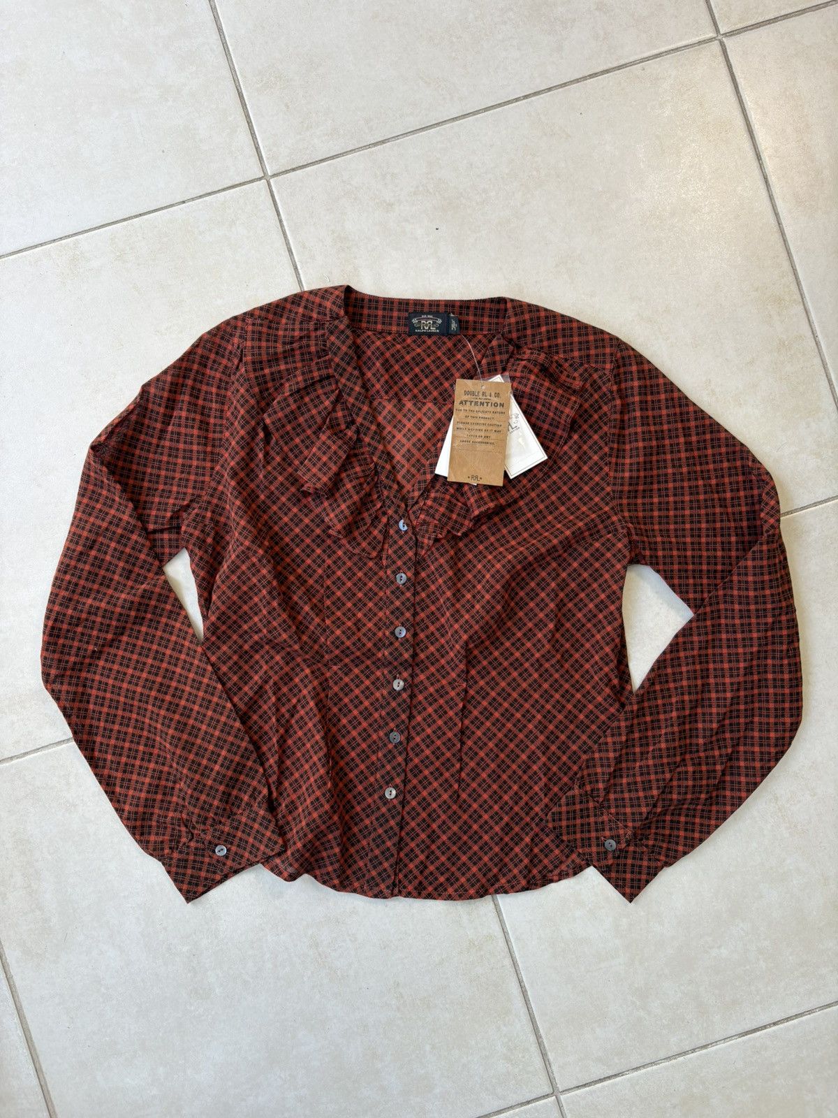 RRL Ralph Lauren Burgundy Plaid Western Blouse Double RL Women XS New Size XS / US 0-2 / IT 36-38 - 1 Thumbnail