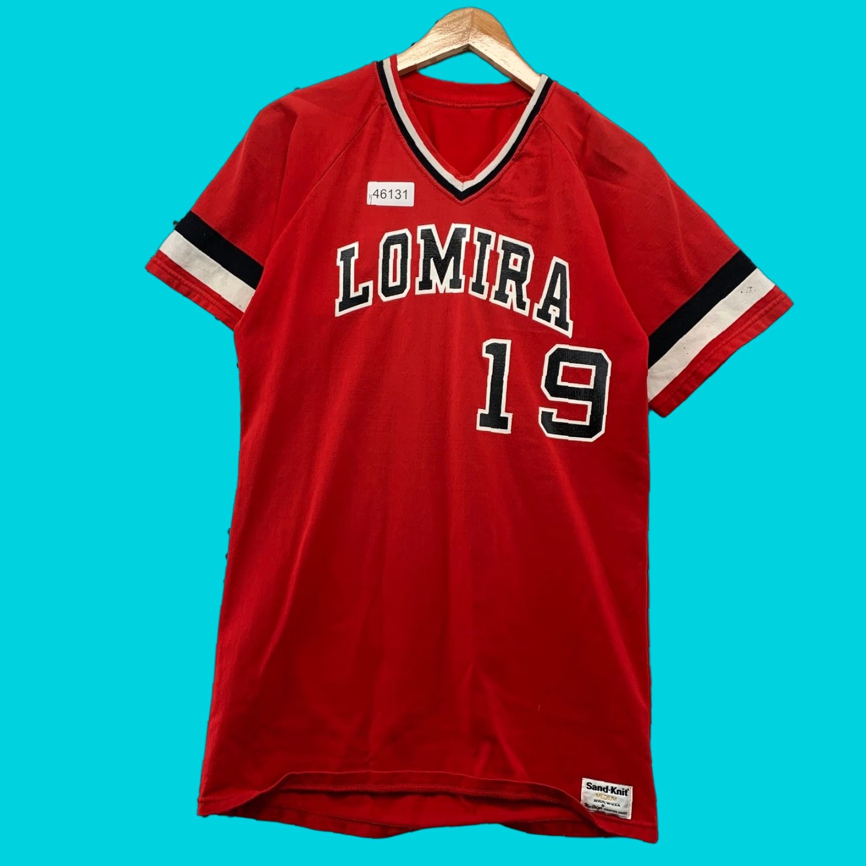 Vintage VINTAGE Sand Knit Baseball Jersey Mens M Red 70s 19 Made USA Size US M / EU 48-50 / 2 - 1 Thumbnail