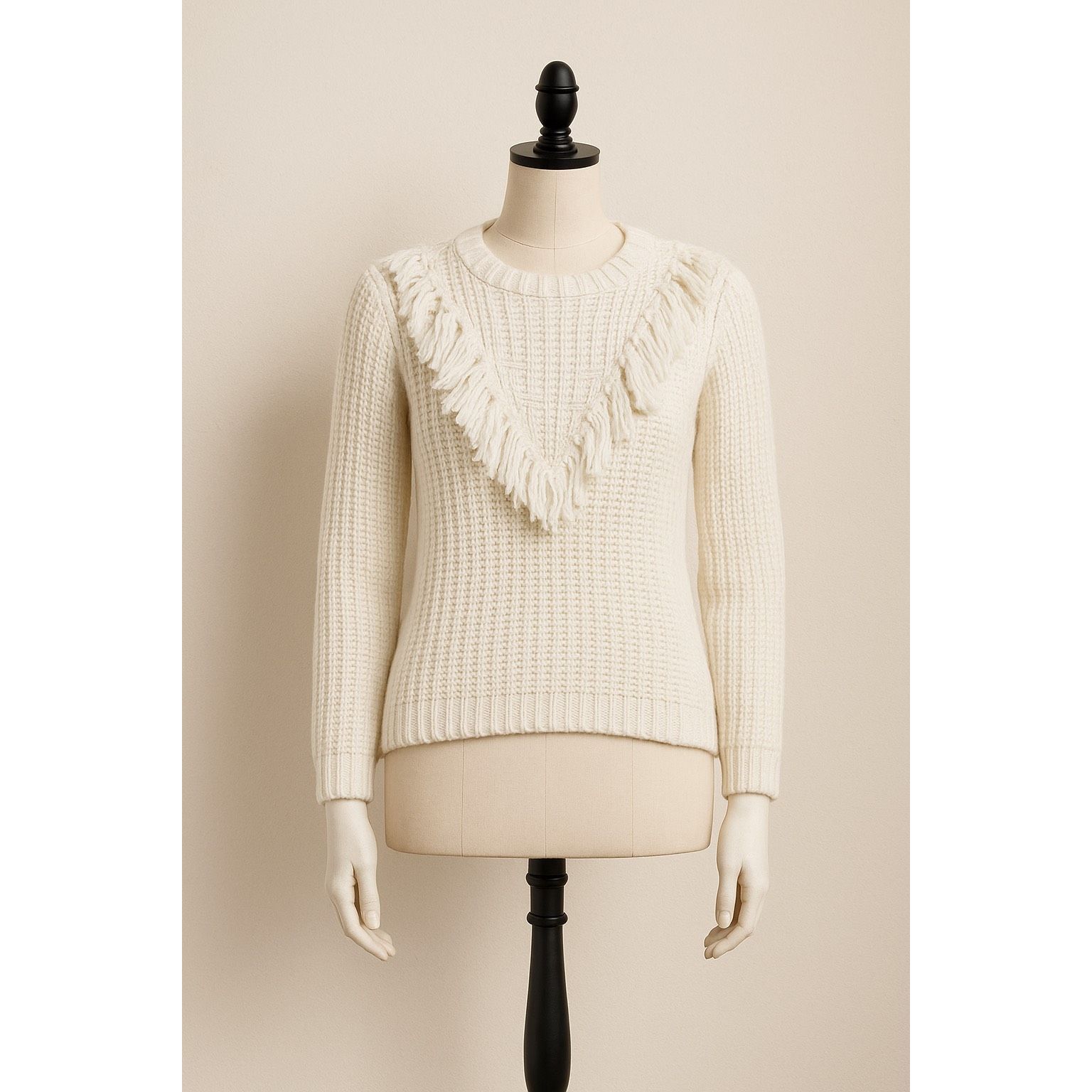 Other Tularosa White Fringe Knit Sweater XS – Cotton Scoop Neck Size XS / US 0-2 / IT 36-38 - 1 Thumbnail