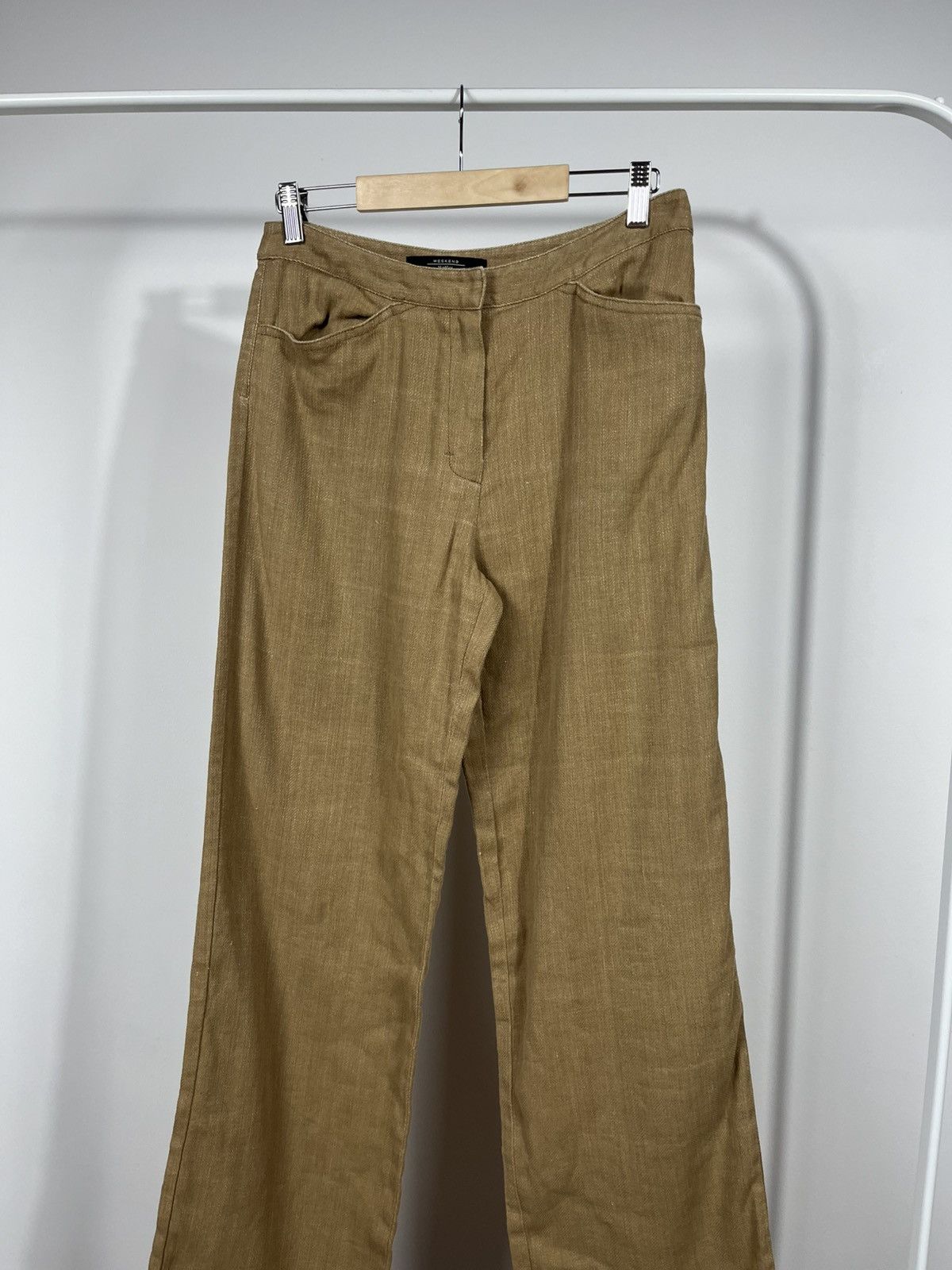 Max Mara MaxMara Weekend brown linen blend wide leg trousers pants Size 30" / US 8 / IT 44 - 2 Thumbnail