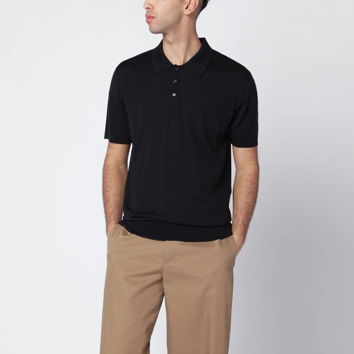 Golden Goose o1d2blof0426 Wool Polo Shirt in Black Size US S / EU 44-46 / 1 - 1 Thumbnail