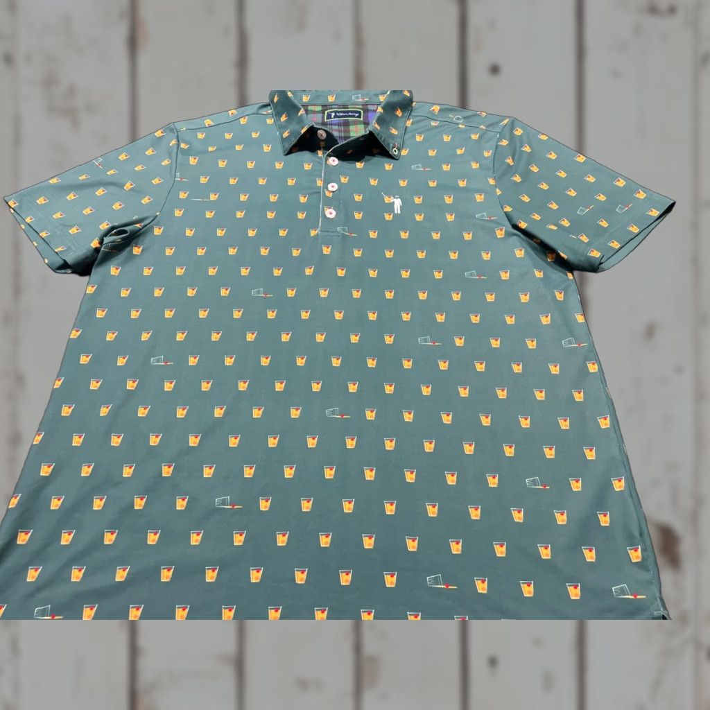 Vintage William Murray Golf Polo Mens L Green Old Fashion AOP Performance Size US L / EU 52-54 / 3 - 1 Thumbnail
