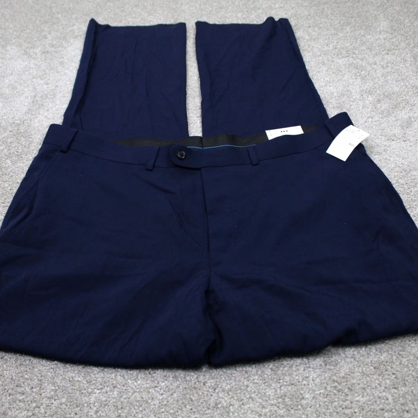 Perry Ellis Perry Ellis Pants Dress Pants NWT Mens 43 Navy Solid Twill Flat Front Polyester Regular Straight 36in Inseam Slacks Size US 43 - 2 Thumbnail