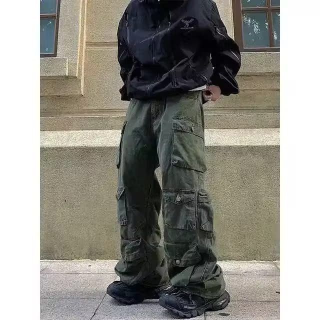 image of Vintage Baggy Street Pants With Many Pockets in Black, Men's (Size 34)