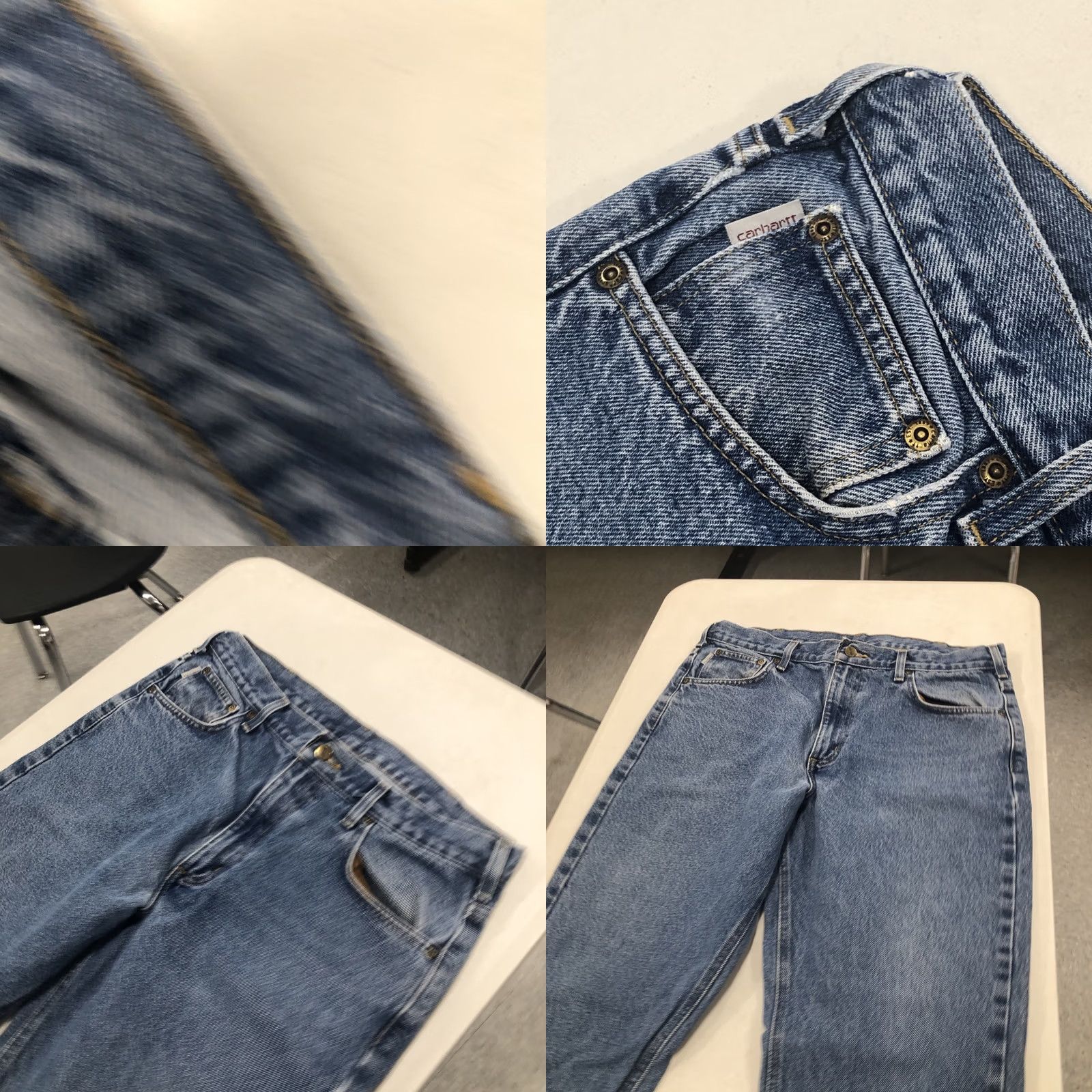 Carhartt VINTAGE Carhartt Jeans 35X28 Blue Denim 5-Pocket Relaxed Straight Mid Rise USA 90s Grunge Hip Hop Logo Mens Size US 35 - 9 Thumbnail